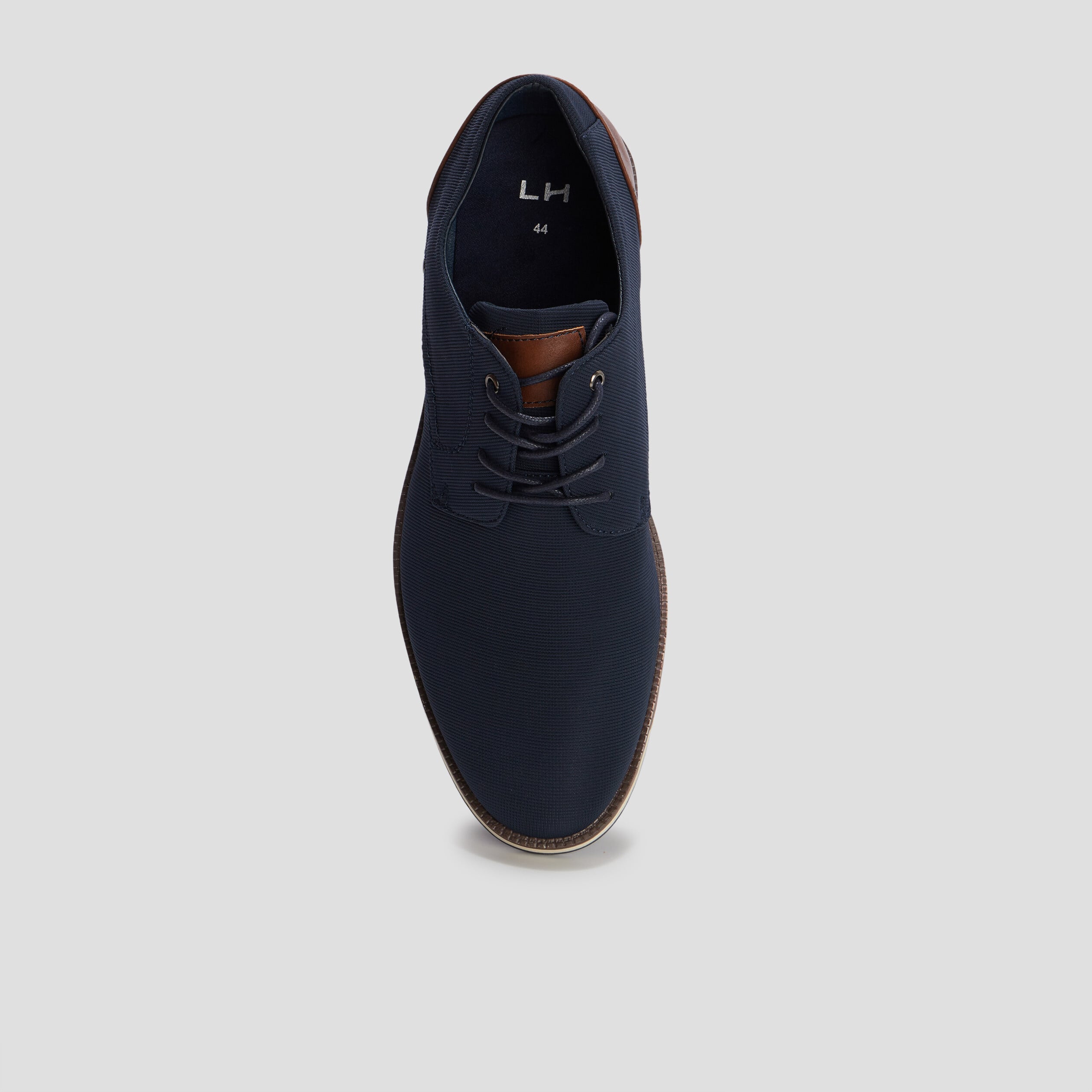 Derbies plates &agrave; lacets bleu marine homme