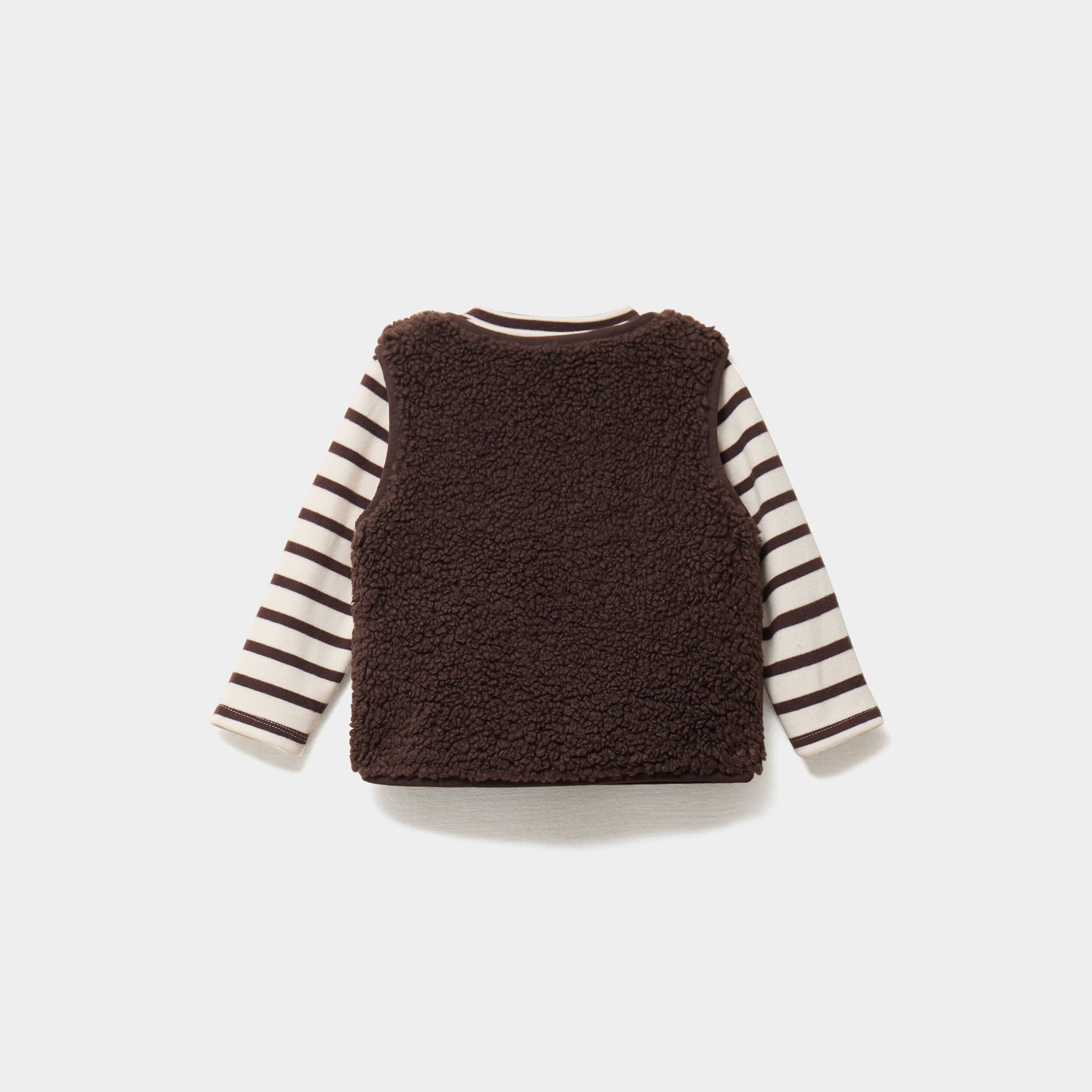 Ensemble 3 pi&egrave;ces avec gilet polaire marron chocolat b&eacute;b&eacute; gar&ccedil;on