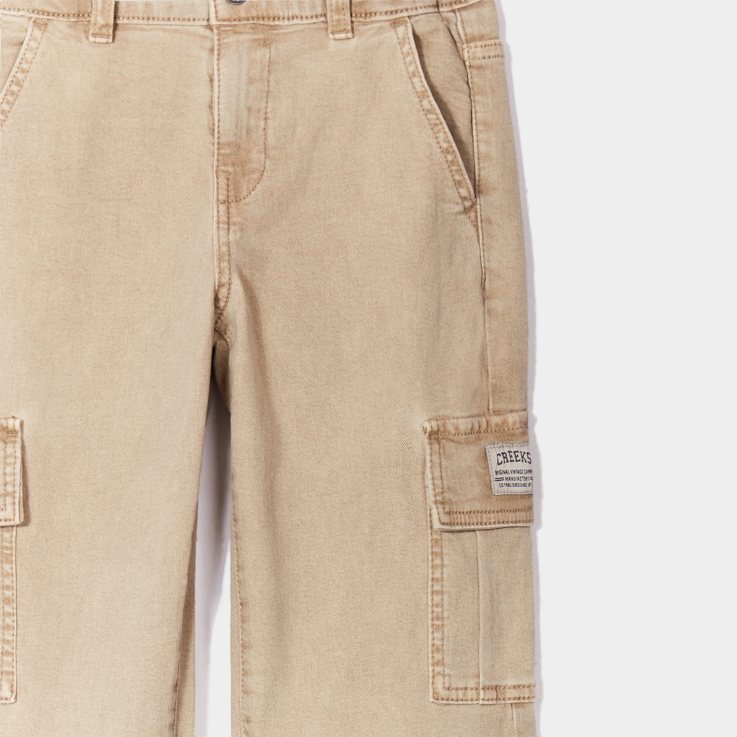 pantalon cargo coton creeks marron clair garcon Pantalon cargo coton Creeks marron clair garçon