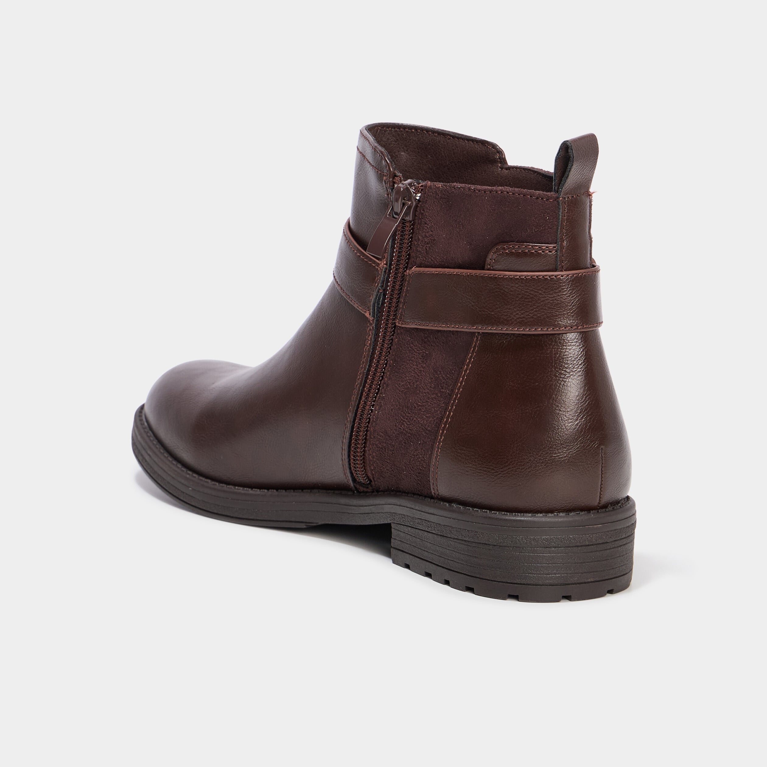 Bottines avec boucles et talons 2 cm marron femme