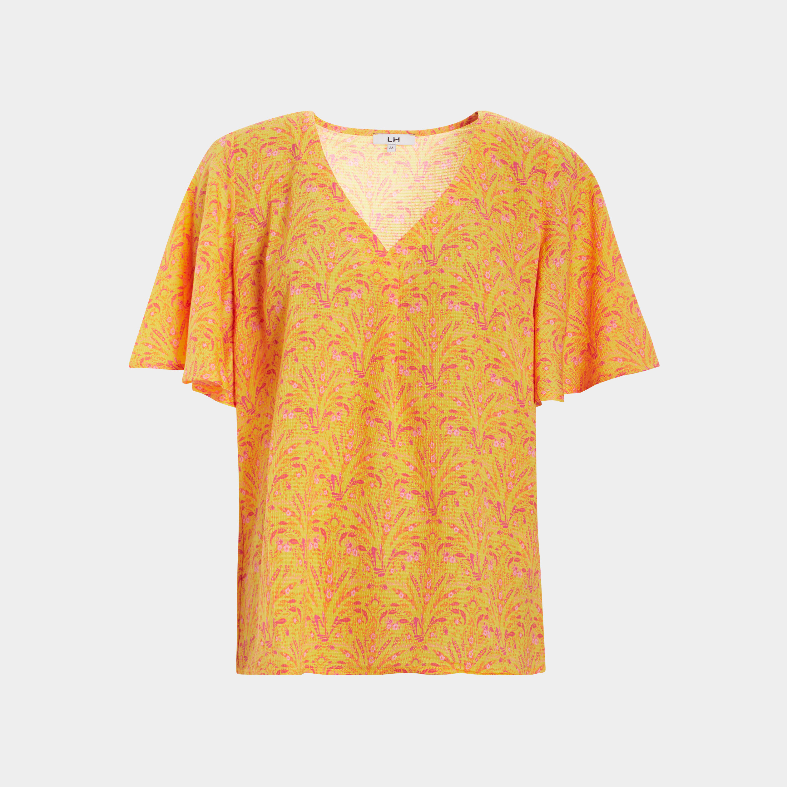 blouse manches courtes papillons jaune femme Blouse manches courtes papillons jaune femme