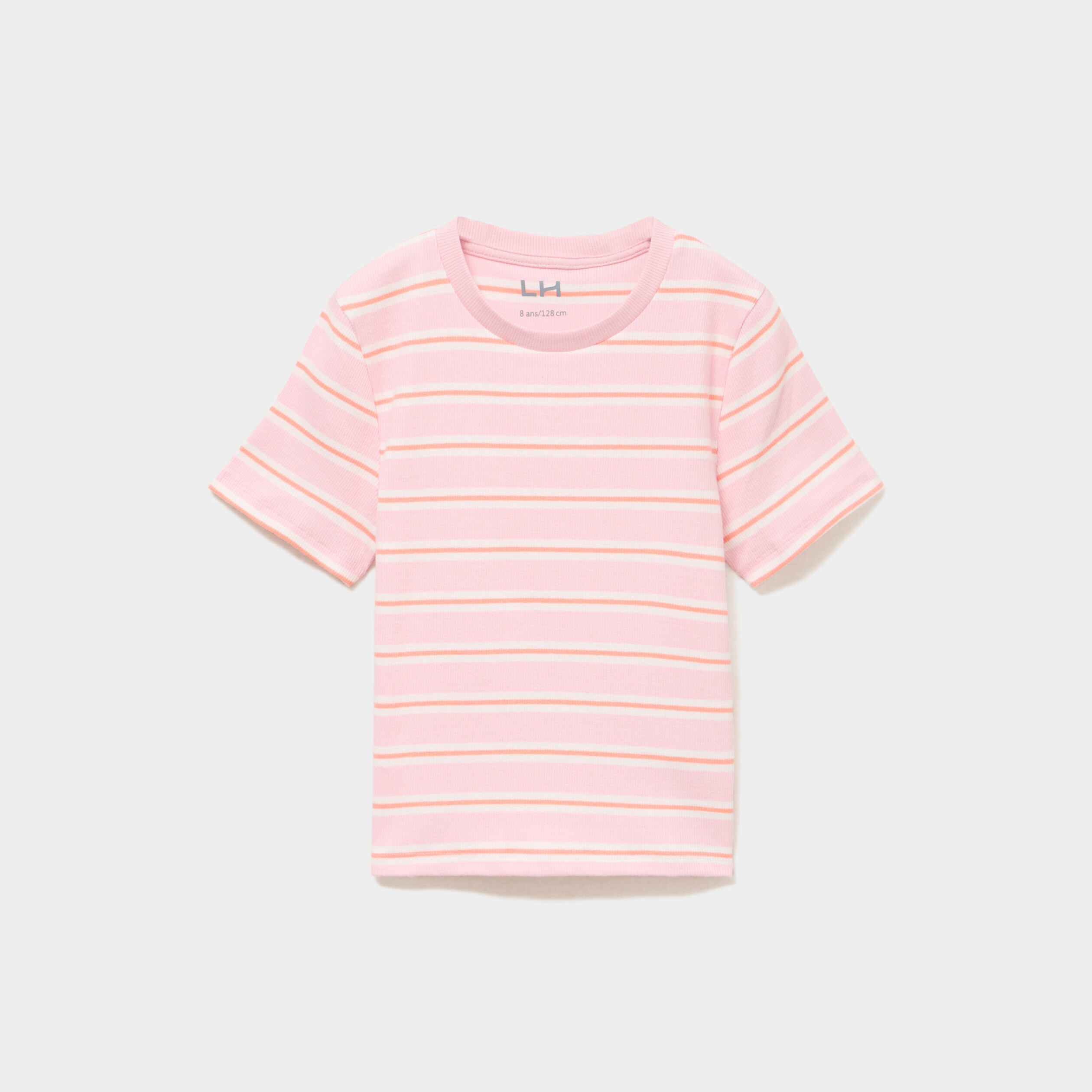 T-shirt c&ocirc;tel&eacute; manches courtes rose clair fille