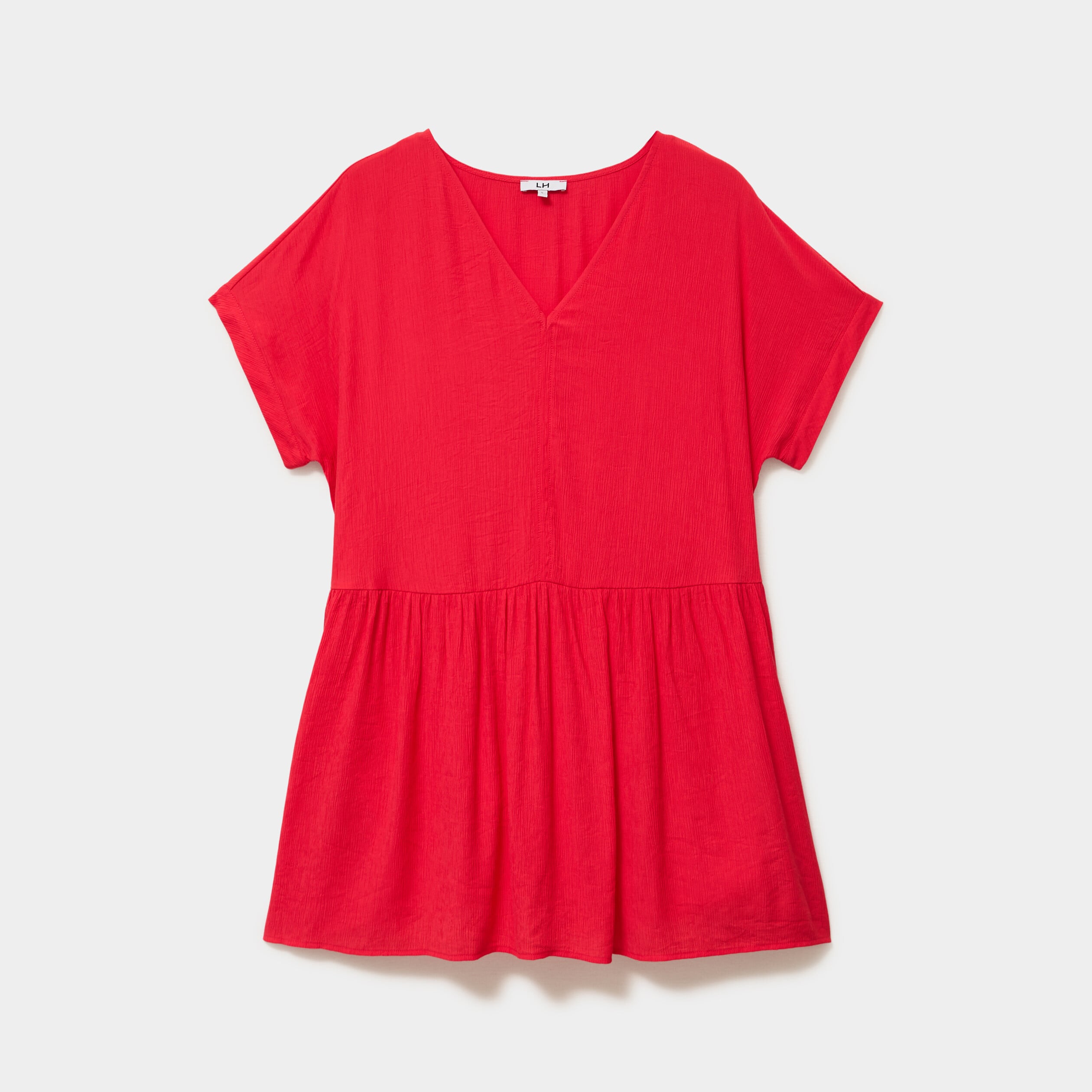 Robe courte fluide manches courtes rouge femme