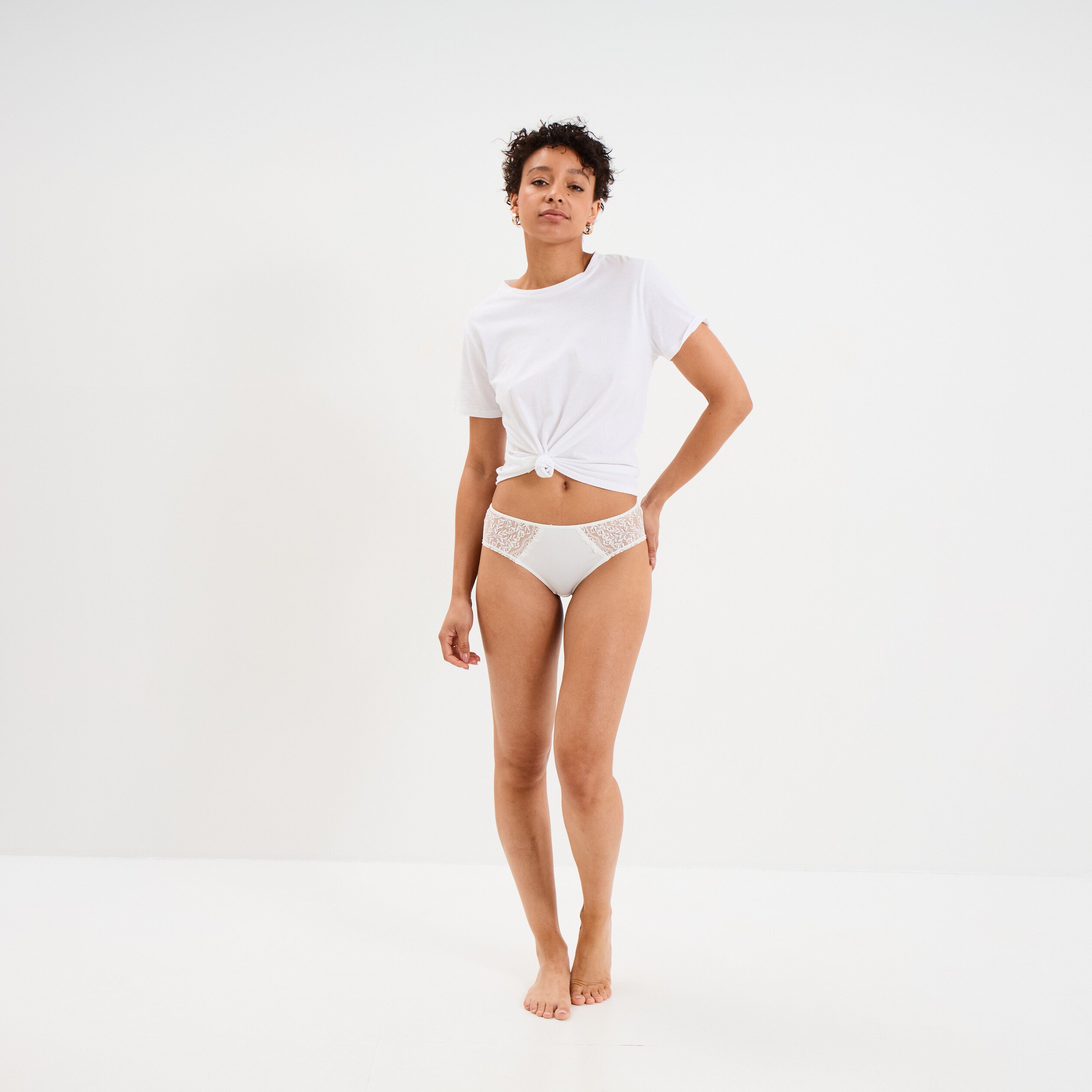 shorty avec micro dentelle ivoire femme Shorty avec micro dentelle ivoire femme