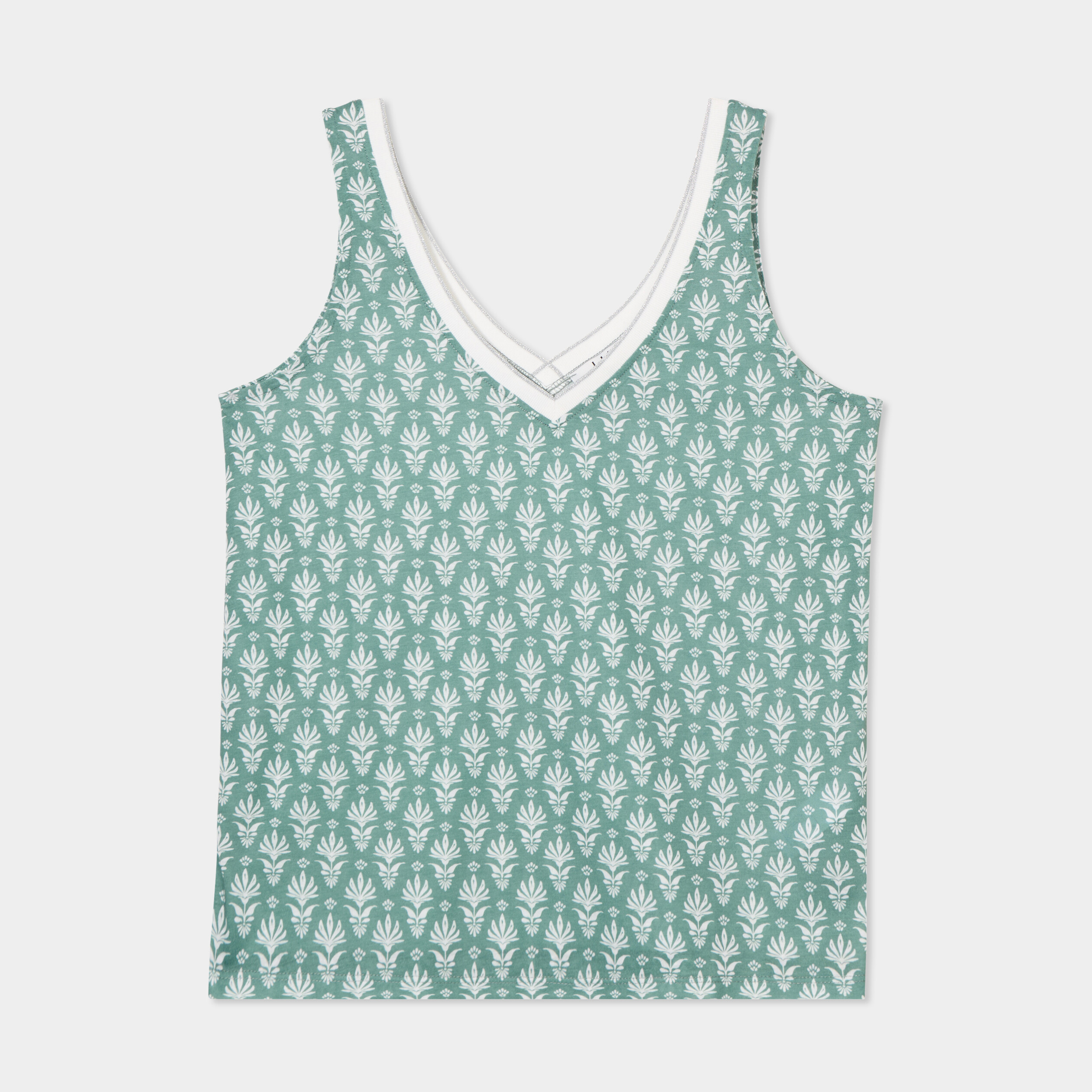 debardeur col en v bretelles fines vert turquoise femme Débardeur col en V bretelles fines vert turquoise femme