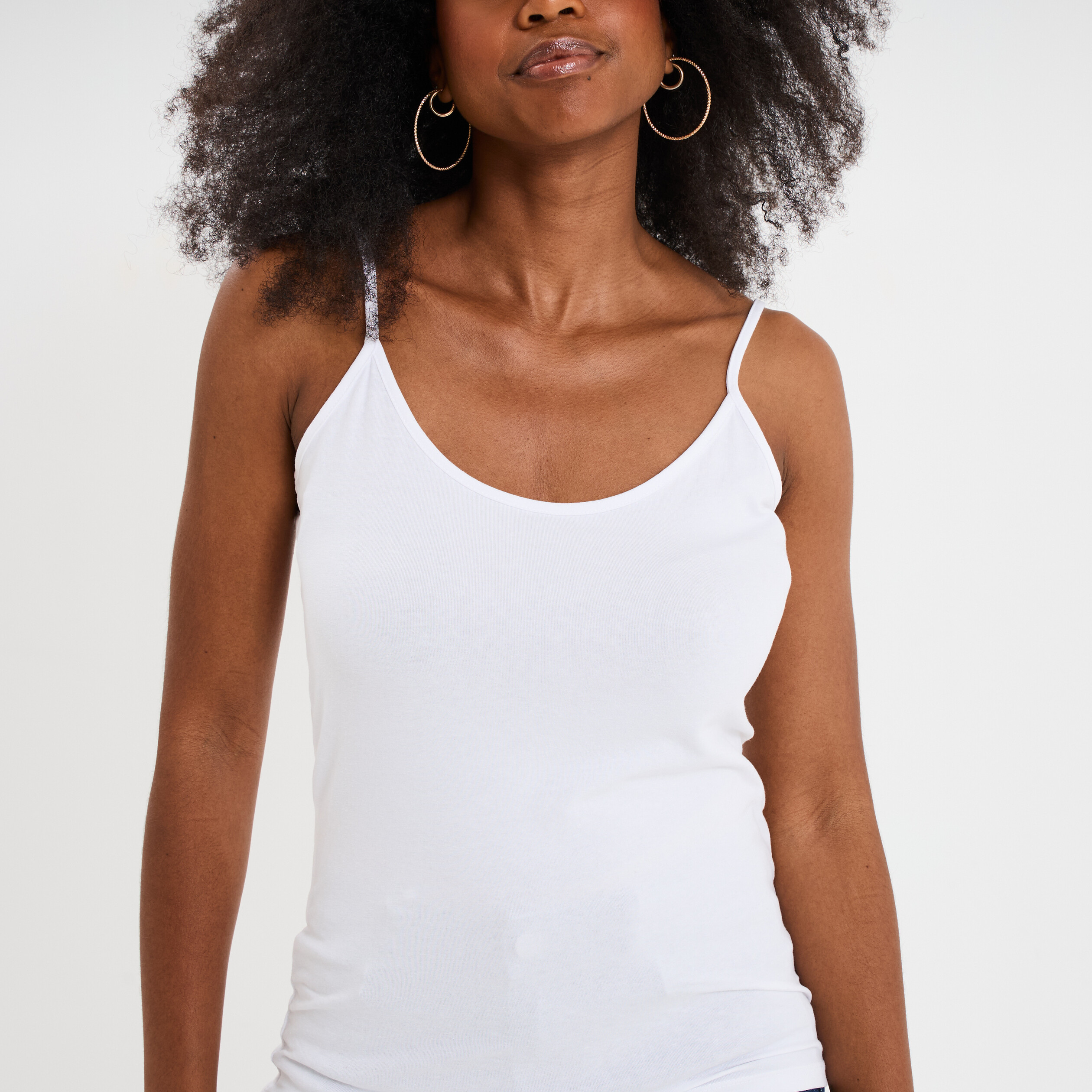 debardeur coton bretelles reglables blanc femme Débardeur coton bretelles réglables blanc femme