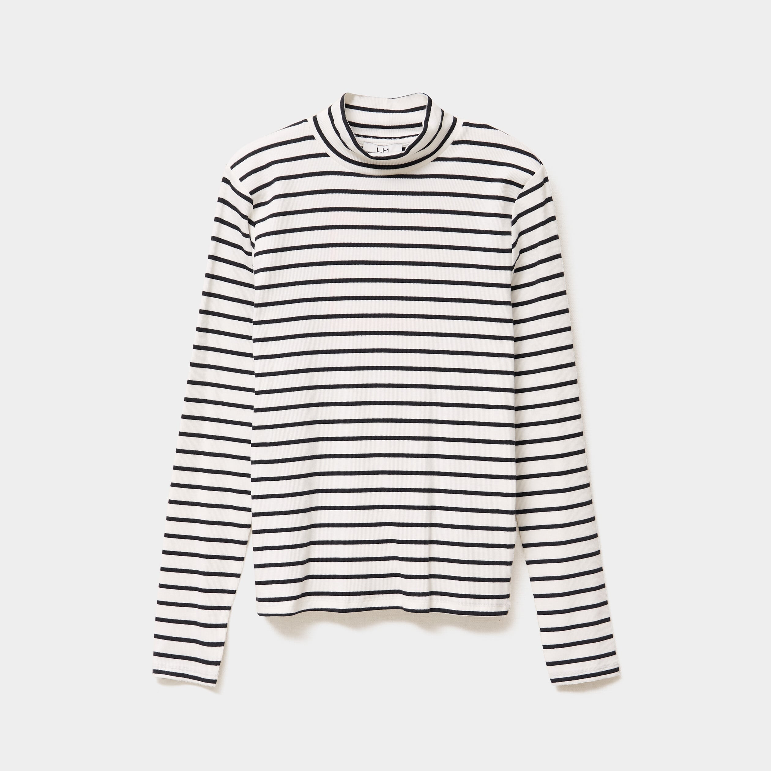 T-shirt ajust&eacute; col montant ecru femme