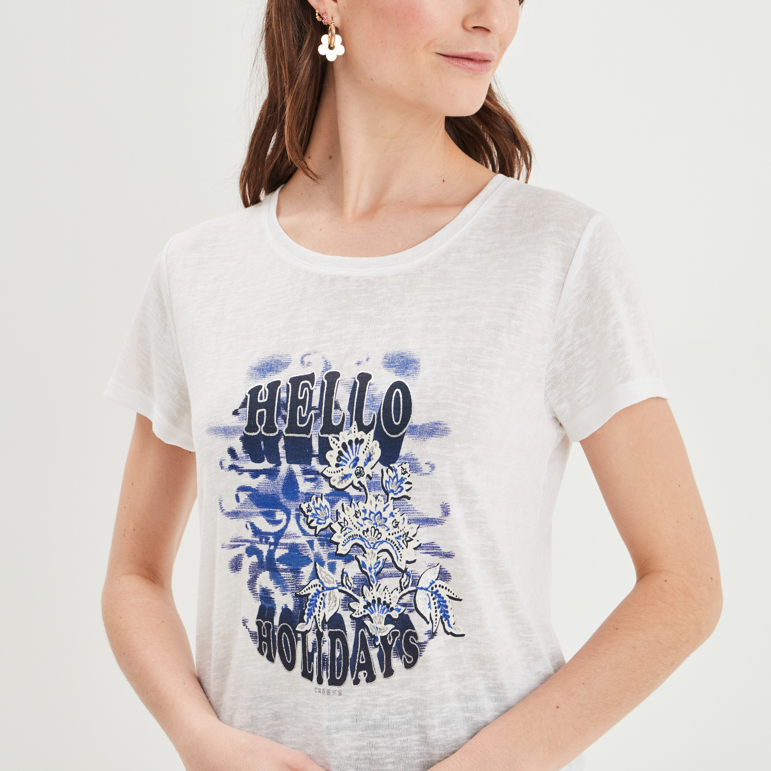 T-shirt manches courtes blanc femme