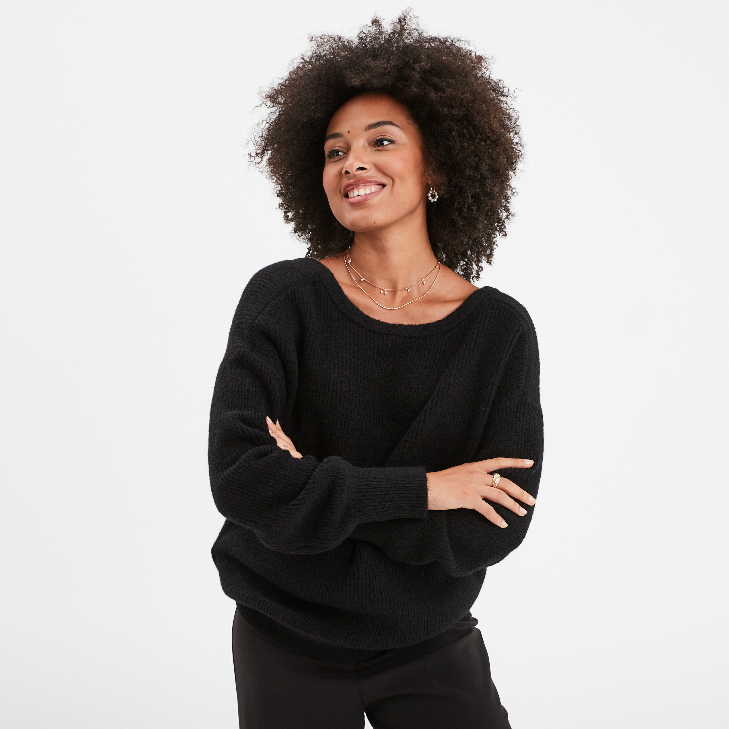 pull col reversible noir femme Pull col réversible noir femme