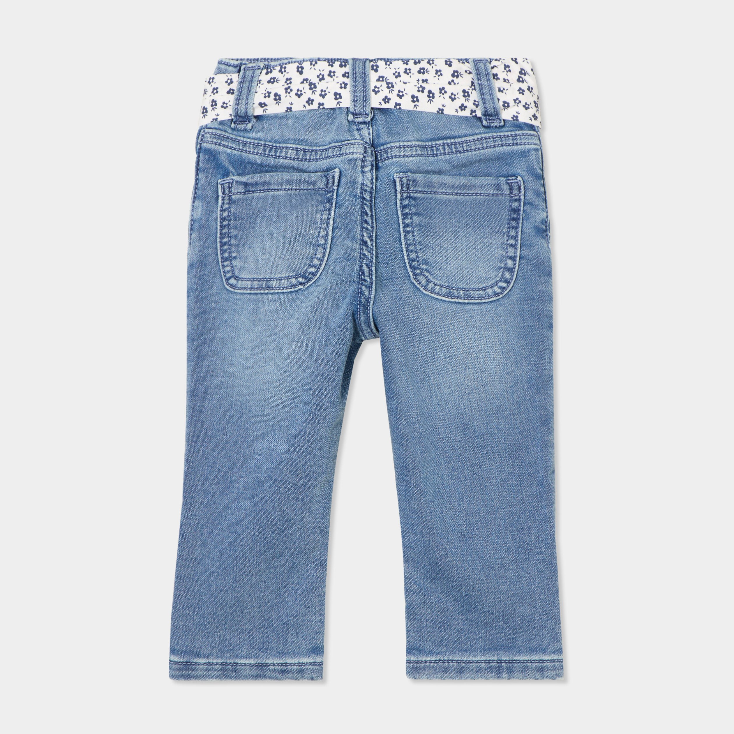 jeans ceinture foulard denim double stone bebef Jeans ceinture foulard denim double stone bébé fille