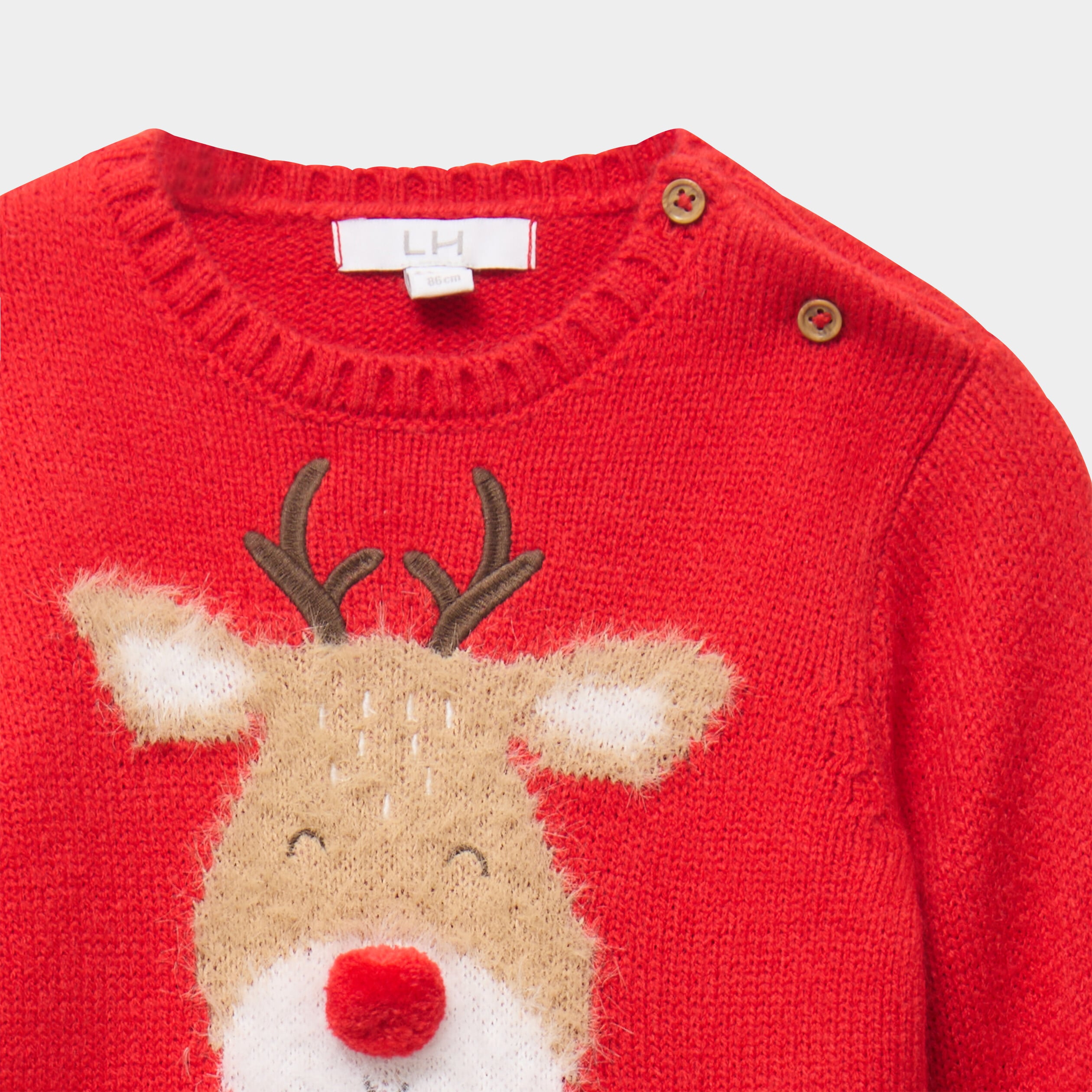Pull de No&euml;l manches longues rouge b&eacute;b&eacute; gar&ccedil;on