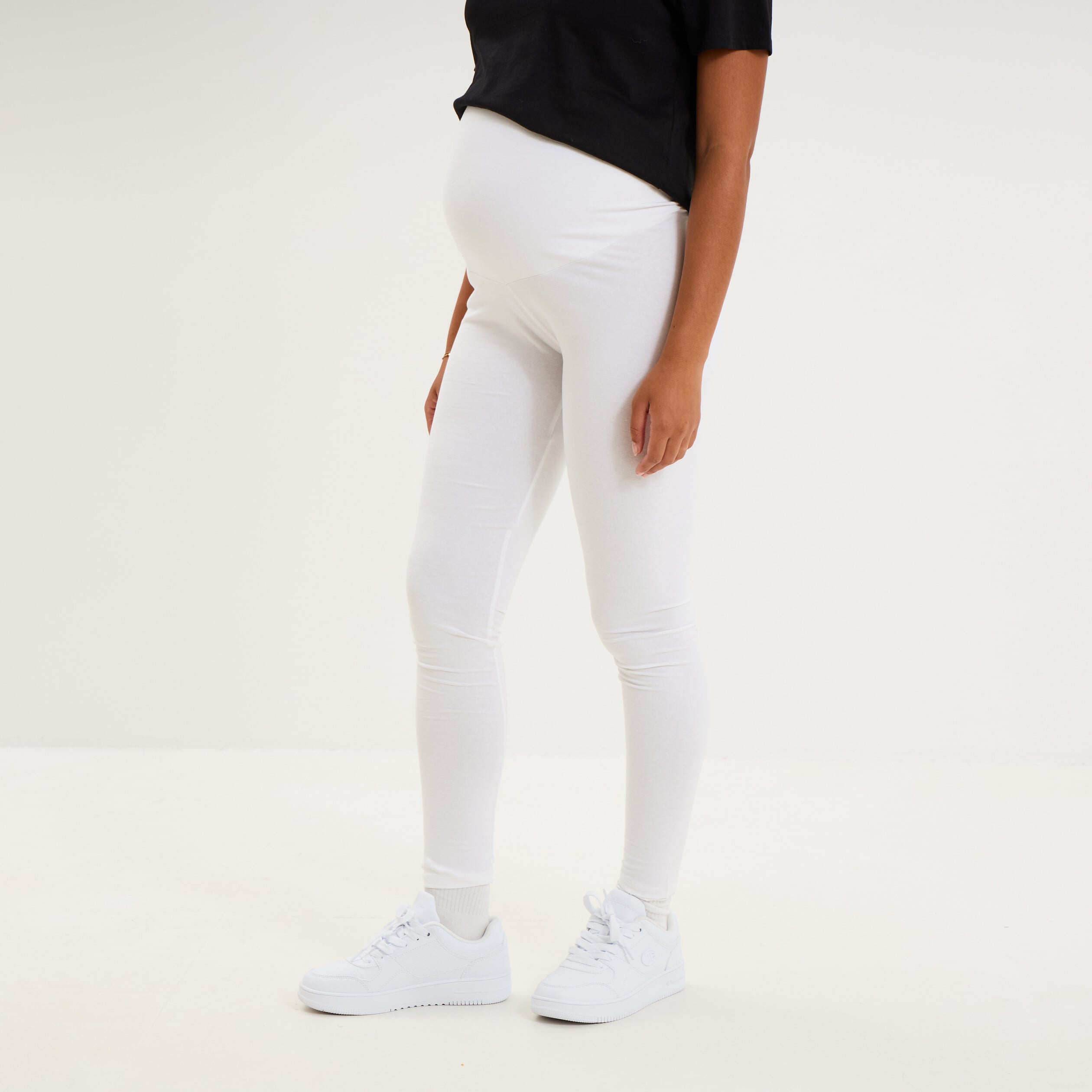 Legging grossesse en coton blanc femme maternit&eacute;