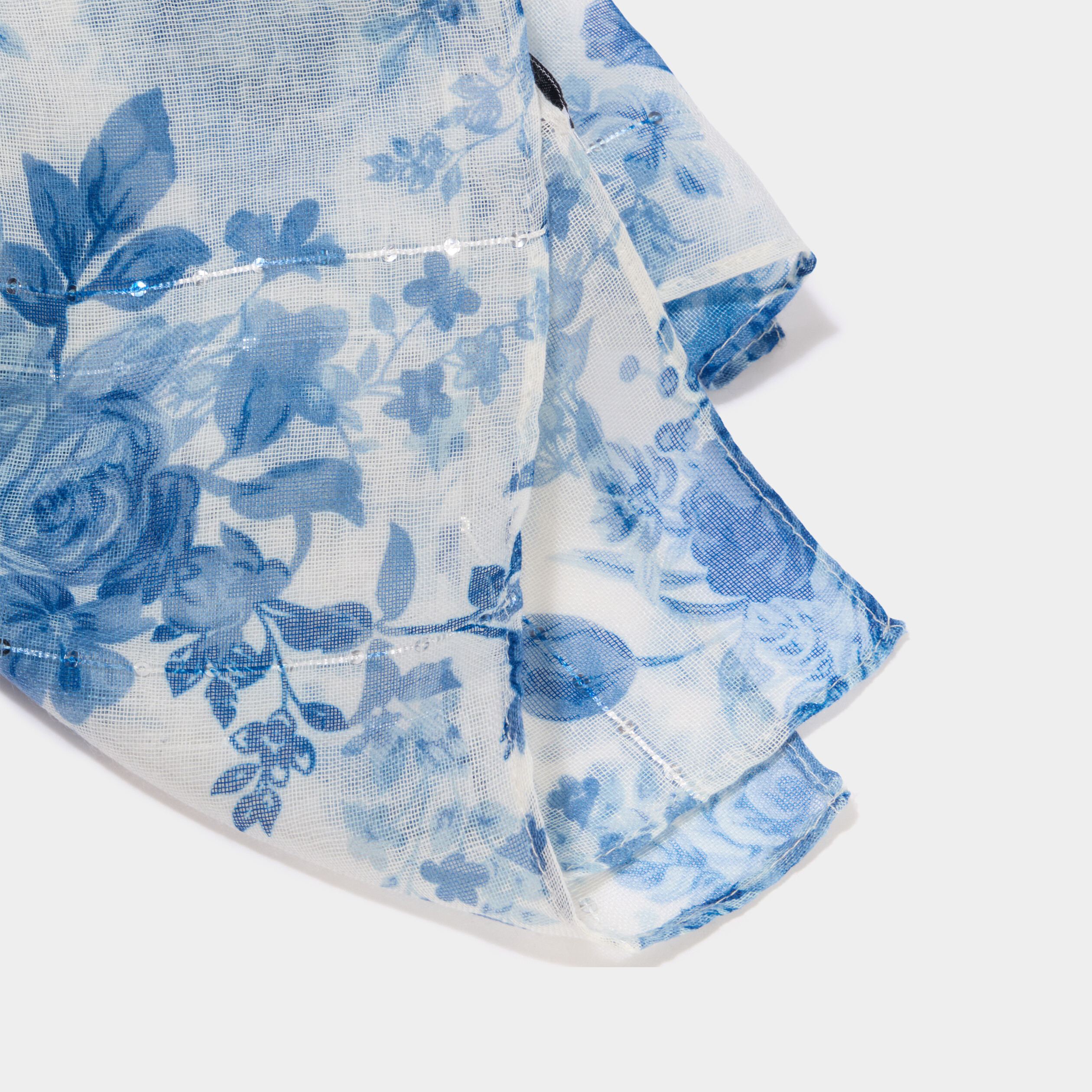 Foulard avec sequins bleu femme