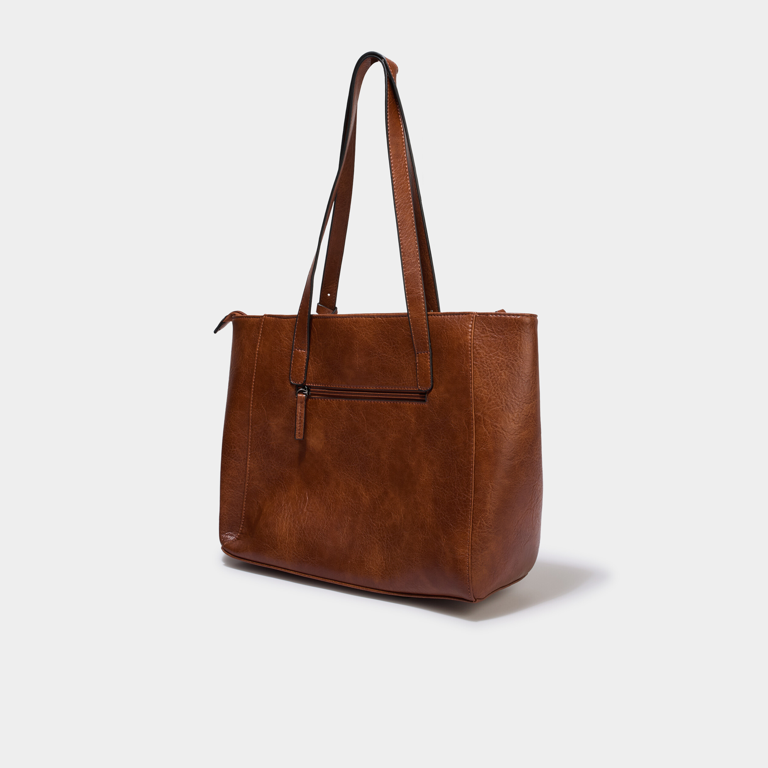 Sac cabas port&eacute;-&eacute;paule marron cognac femme