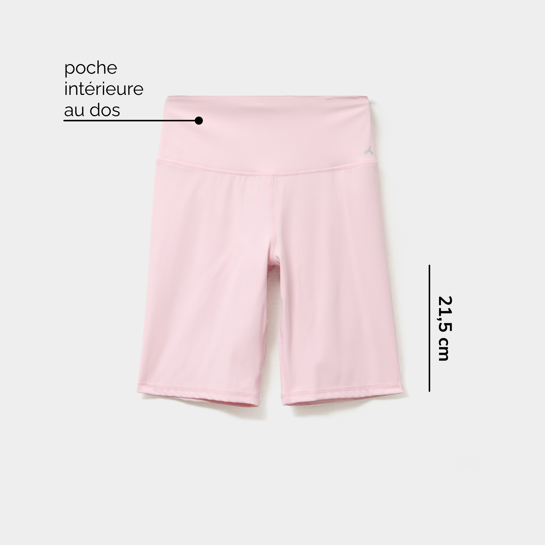 Short cycliste de sport taille haute rose clair femme