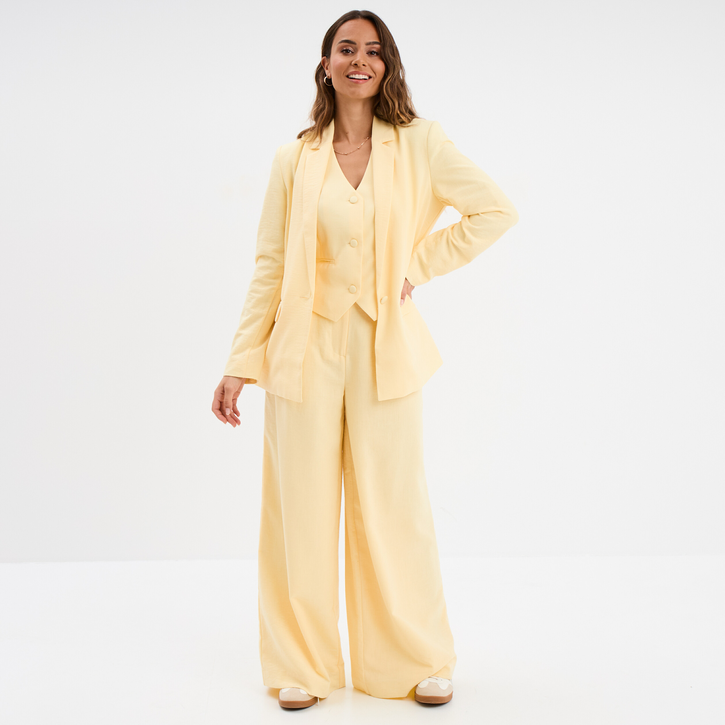 veston sans manches jaune clair femme Veston sans manches jaune clair femme