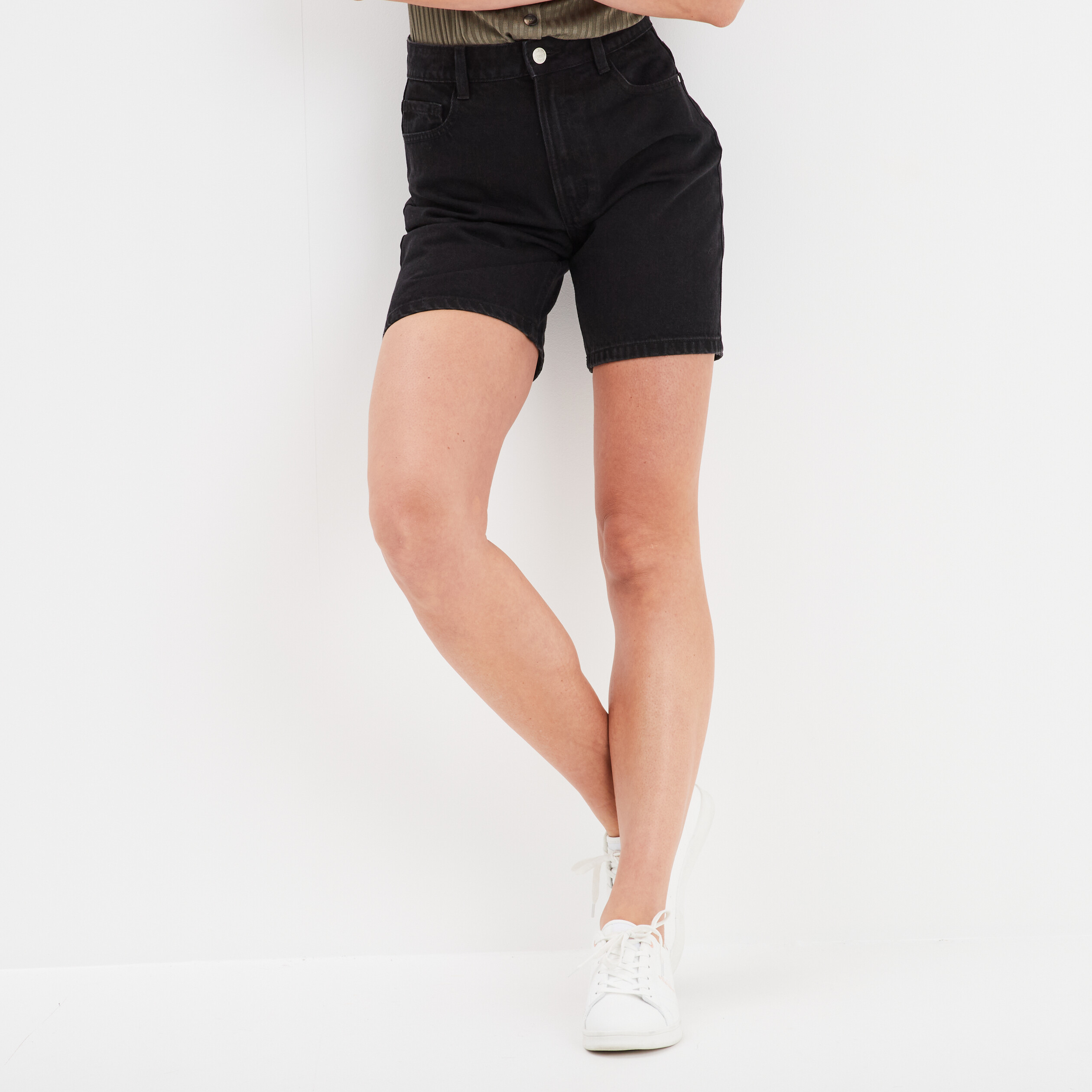 bermuda en jean 5 poches creeks denim noir femme Bermuda en jean 5 poches Creeks denim noir femme