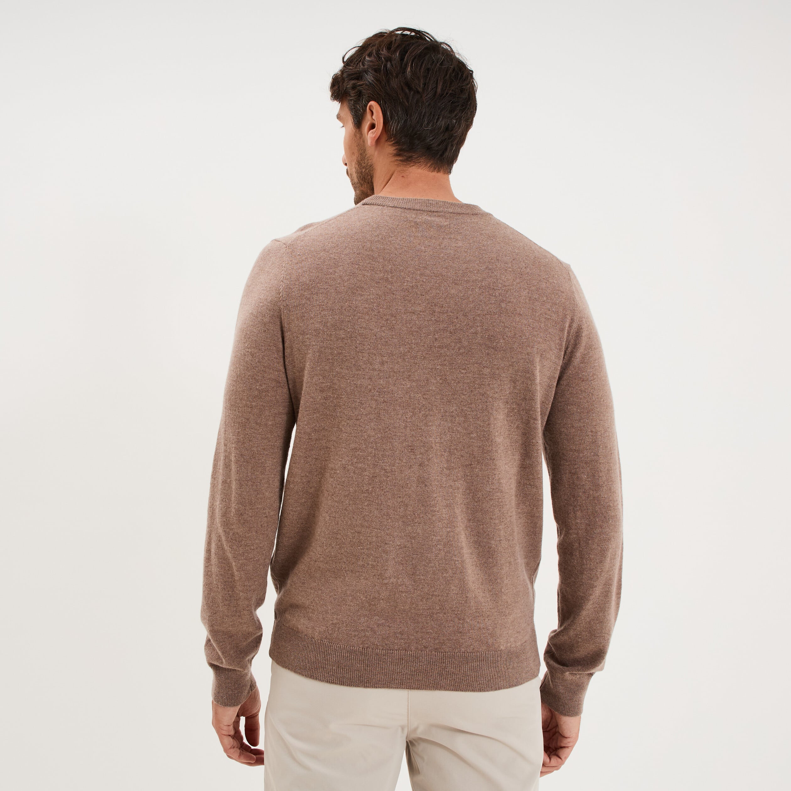 Pull col rond manches longues gris homme