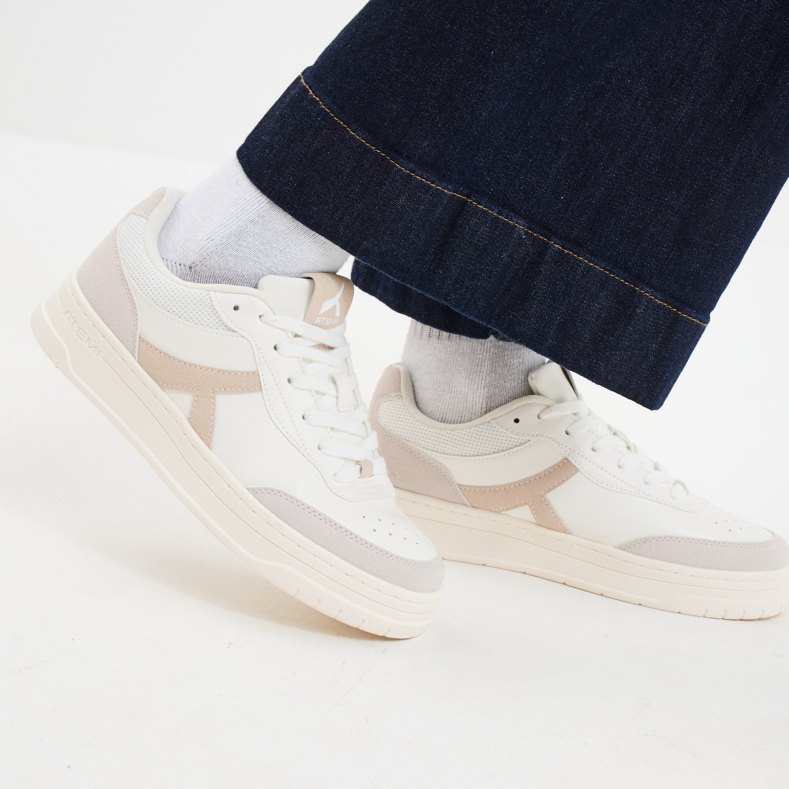 Tennis basses à lacets sable femme La Halle