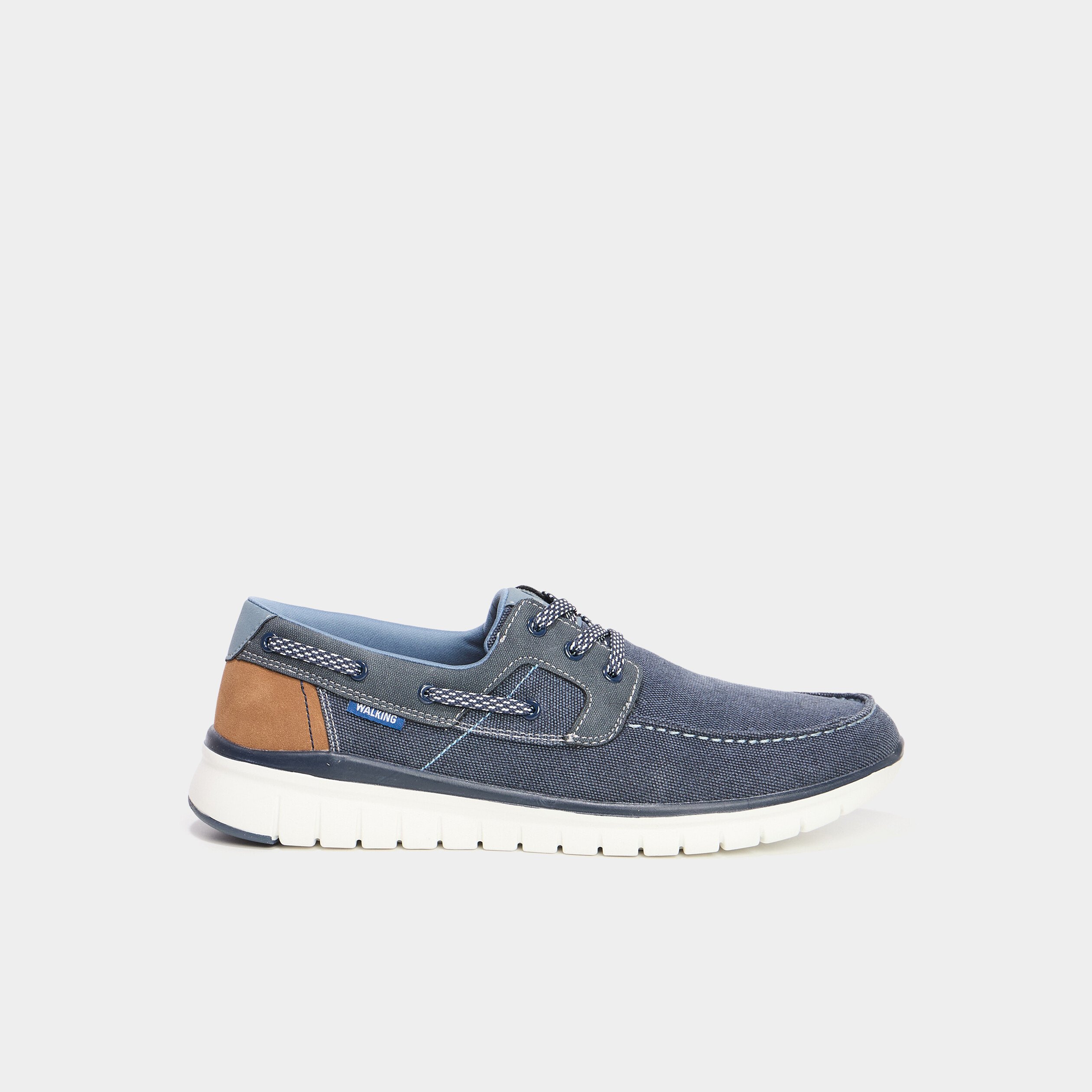 Chaussures bateau en jean bleu homme La Halle