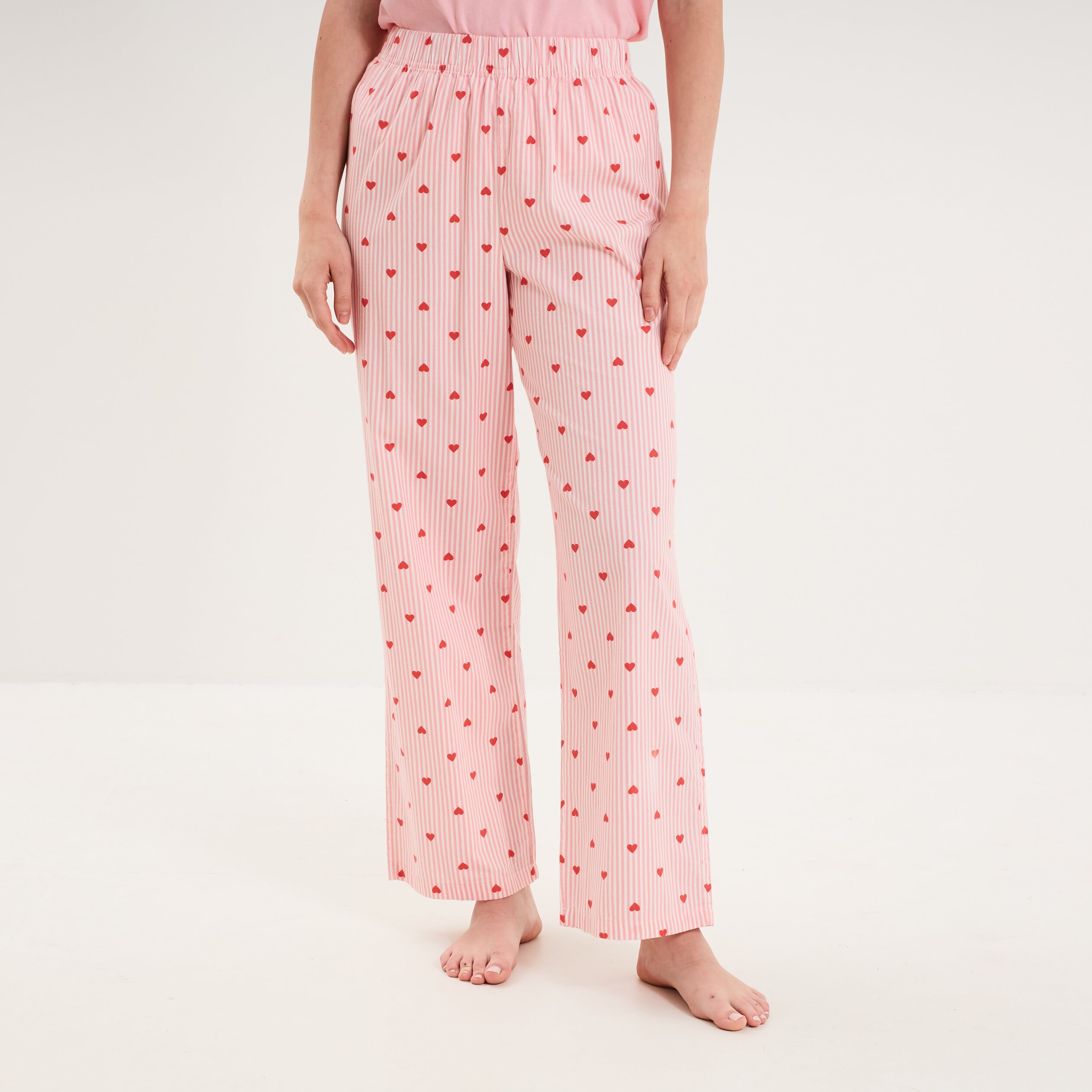 Pantalon de pyjama droit coton ecru femme