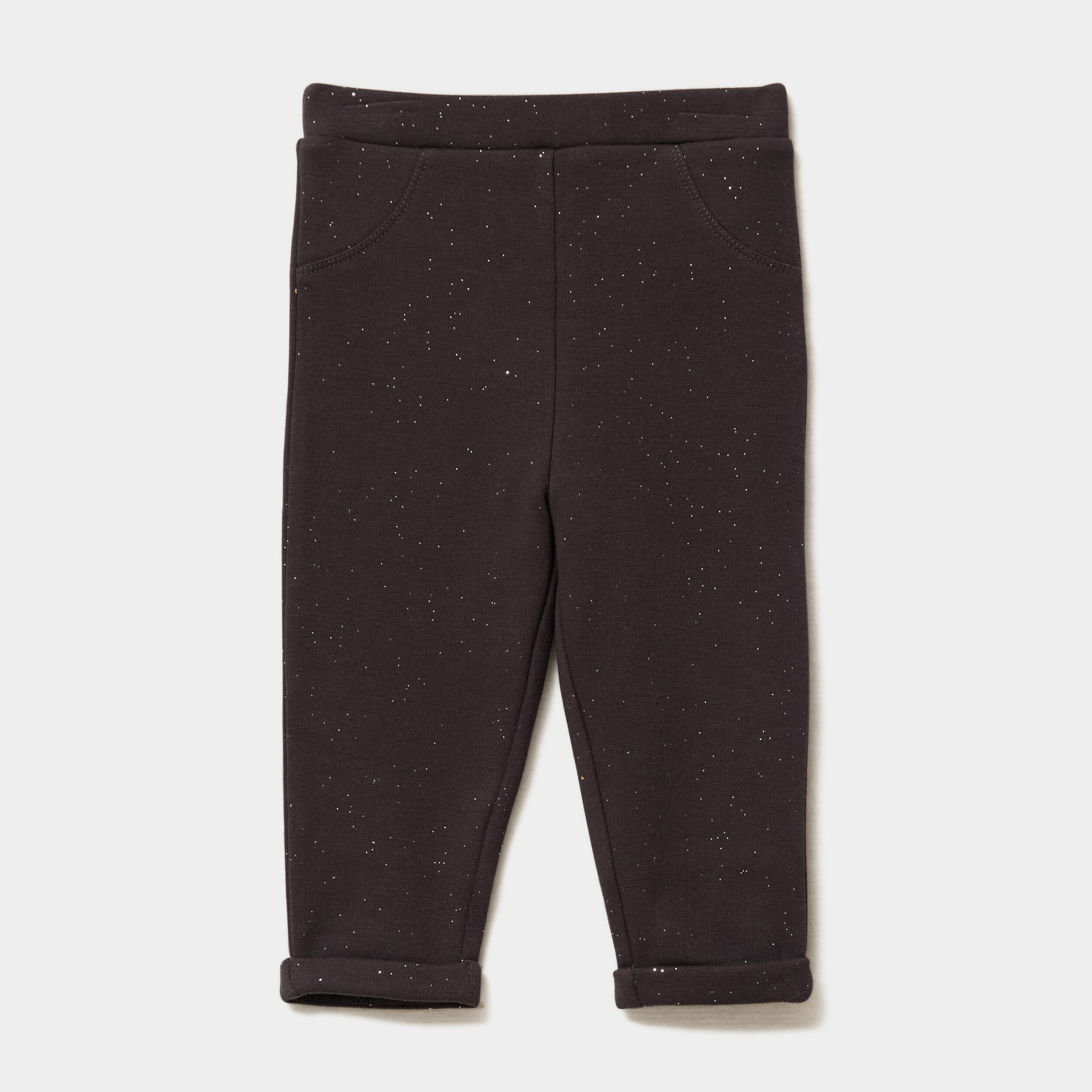 Legging molletonn&eacute; &agrave; paillettes gris fonc&eacute; b&eacute;b&eacute; fille