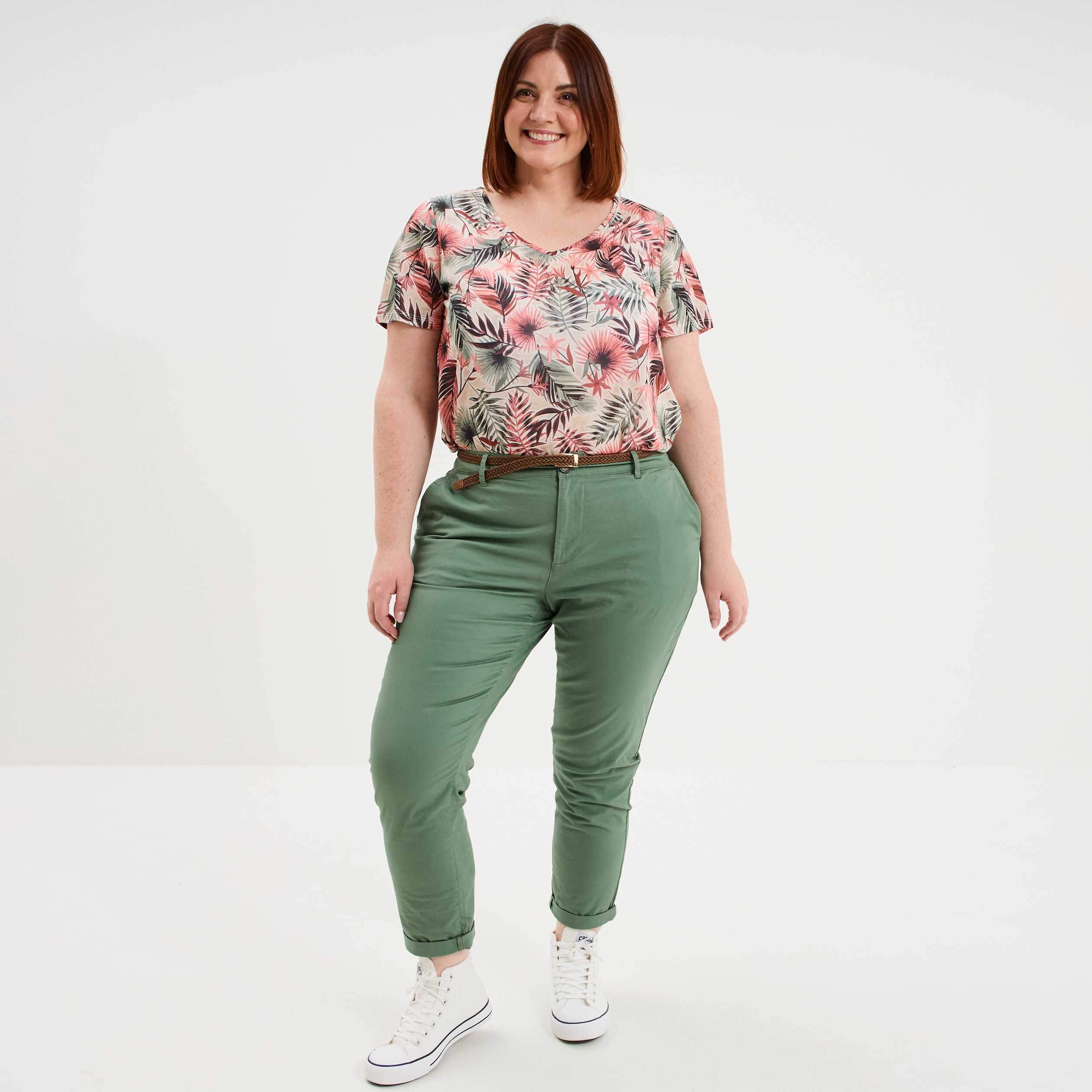 T-shirt manches courtes beige femme grande taille