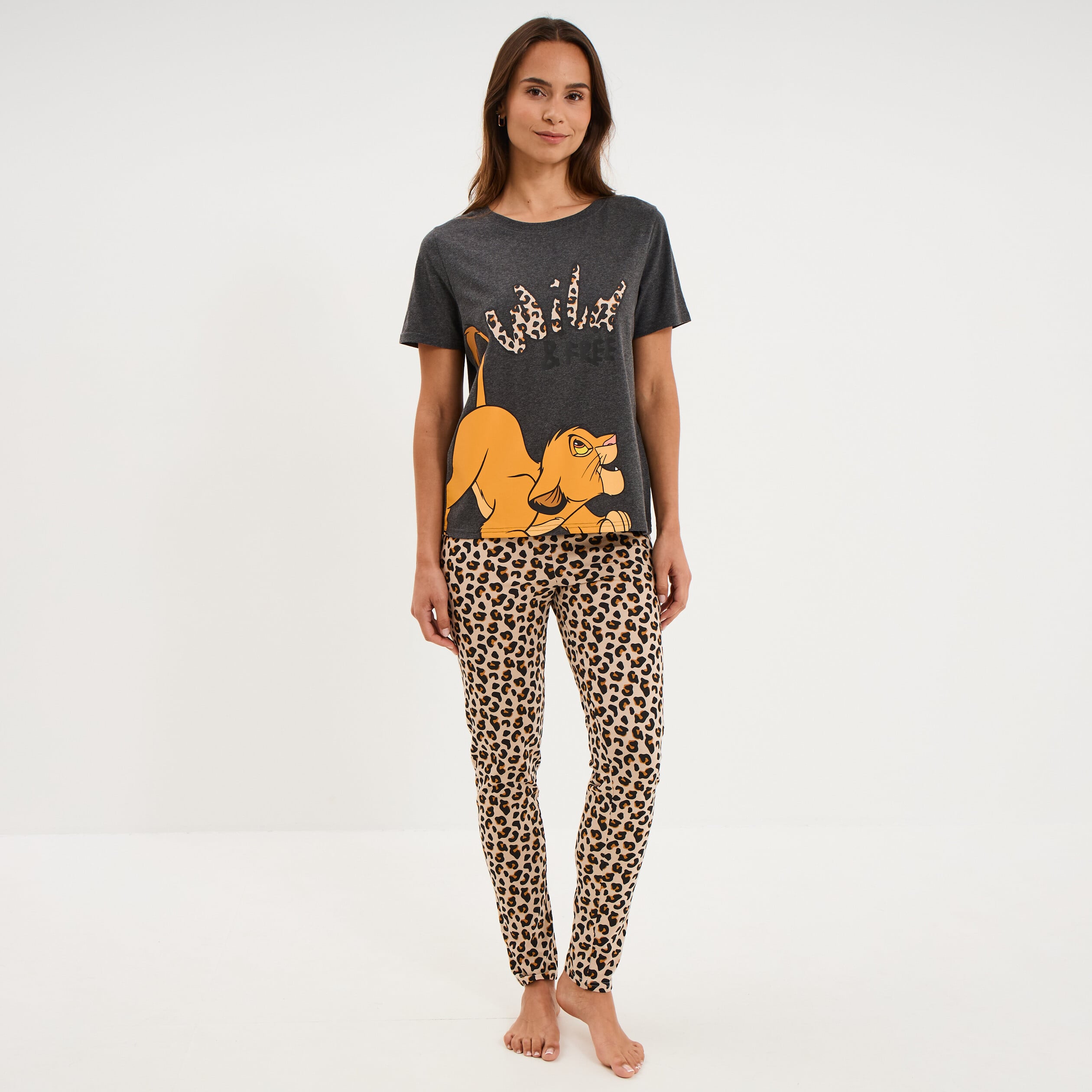 Ensemble pyjama legging Roi Lion Simba gris fonc&eacute; femme