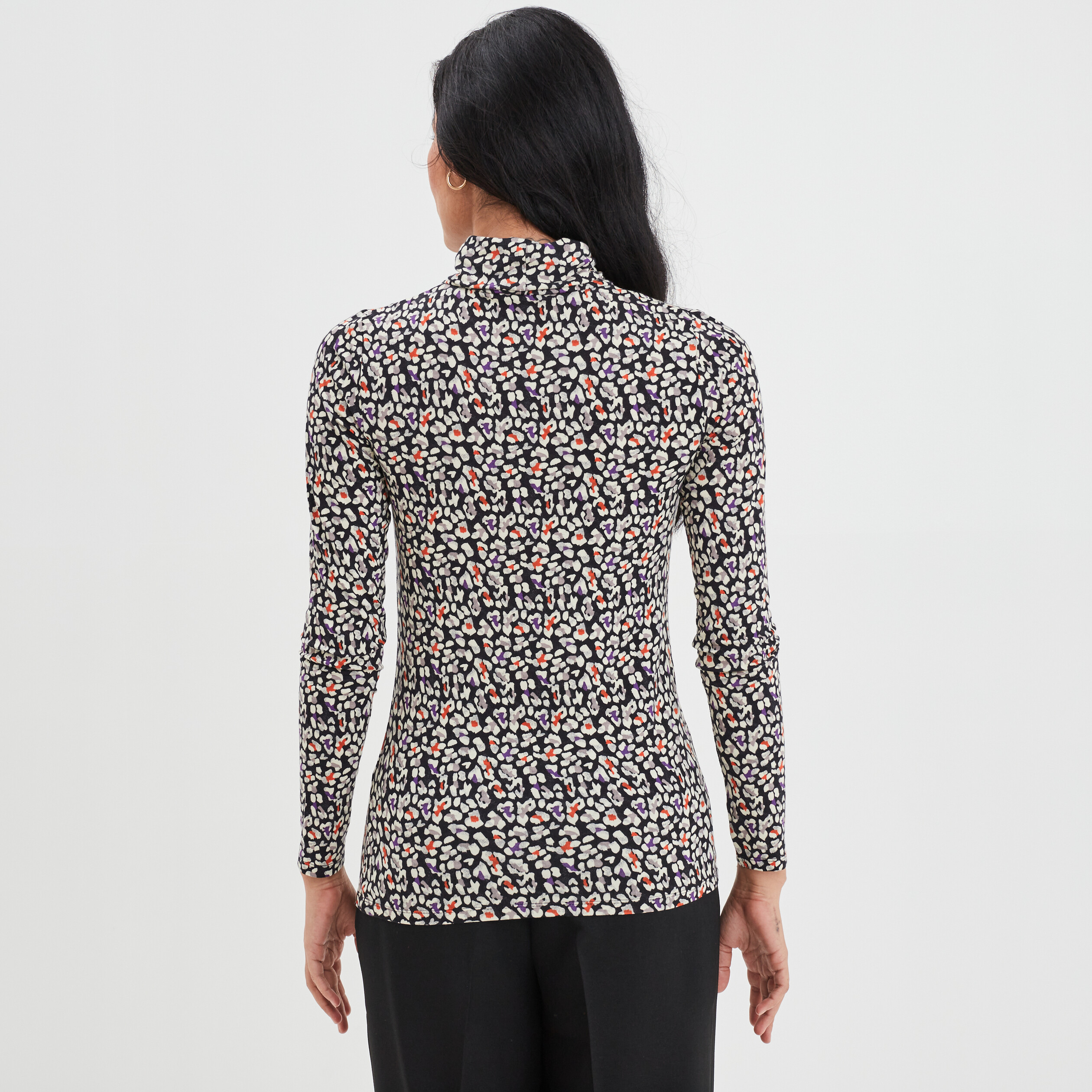t shirt manches longues col roule noir femme T-shirt manches longues col roulé noir femme
