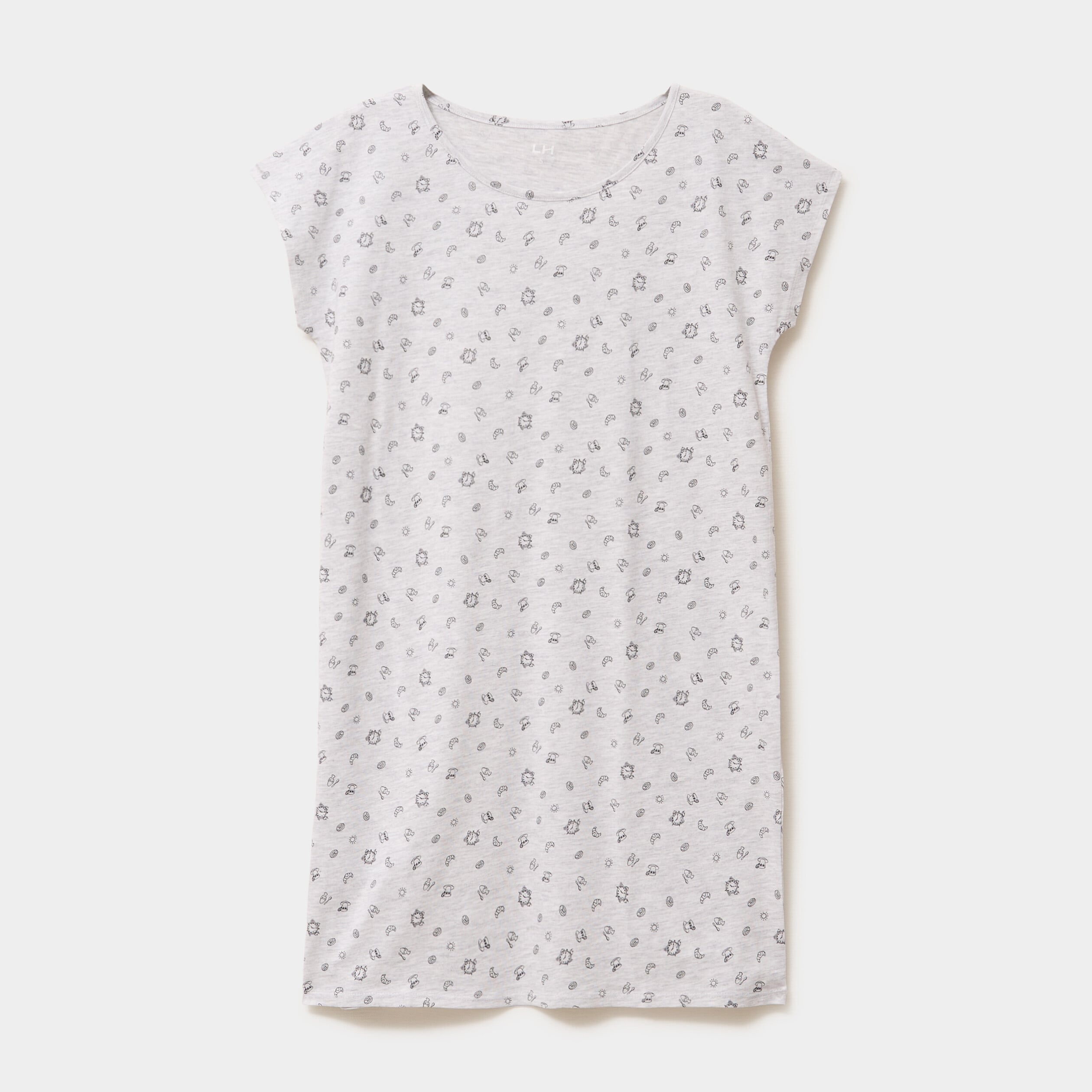 Chemise de nuit manches courtes gris clair femme