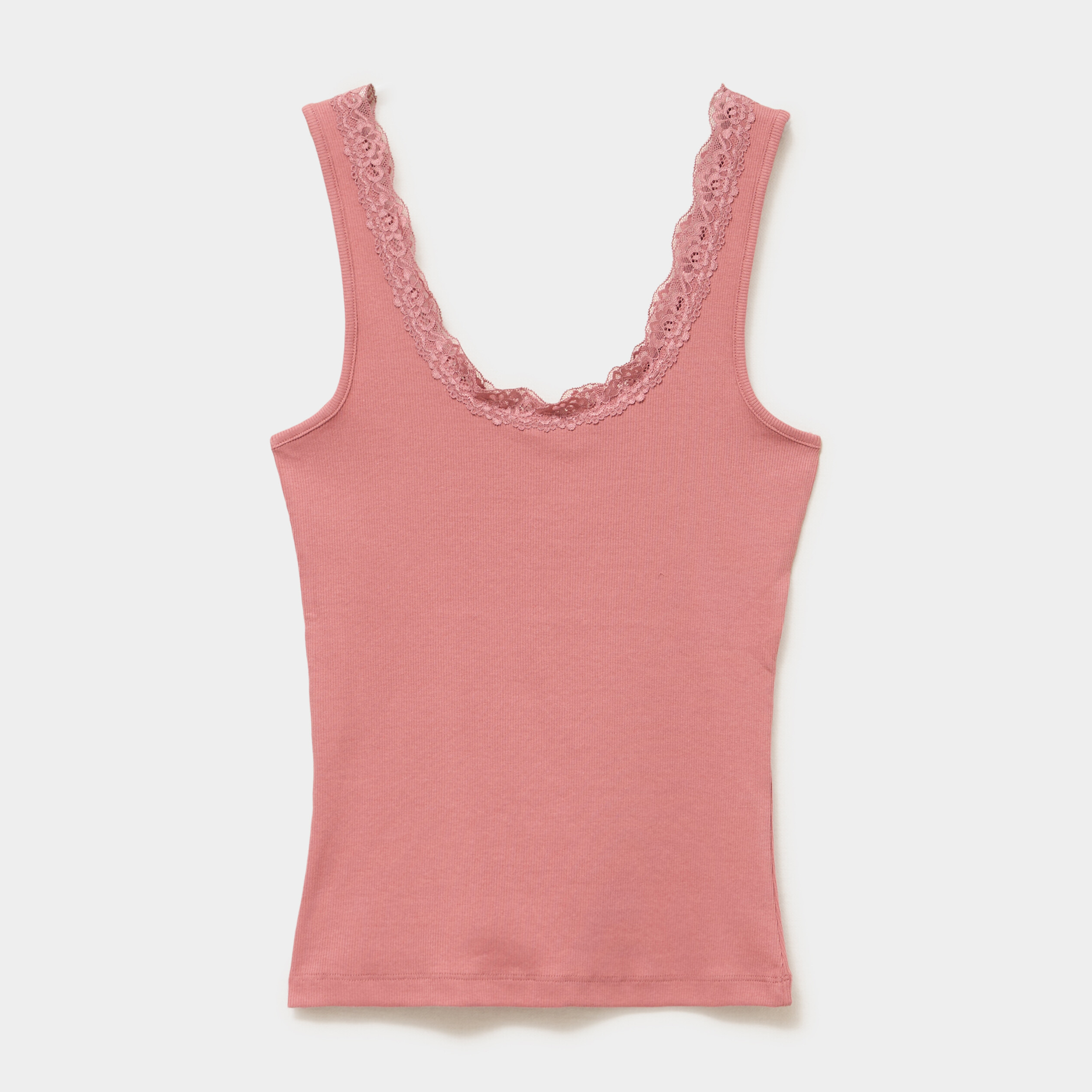 D&eacute;bardeur c&ocirc;tel&eacute; encolure dentelle terracotta femme