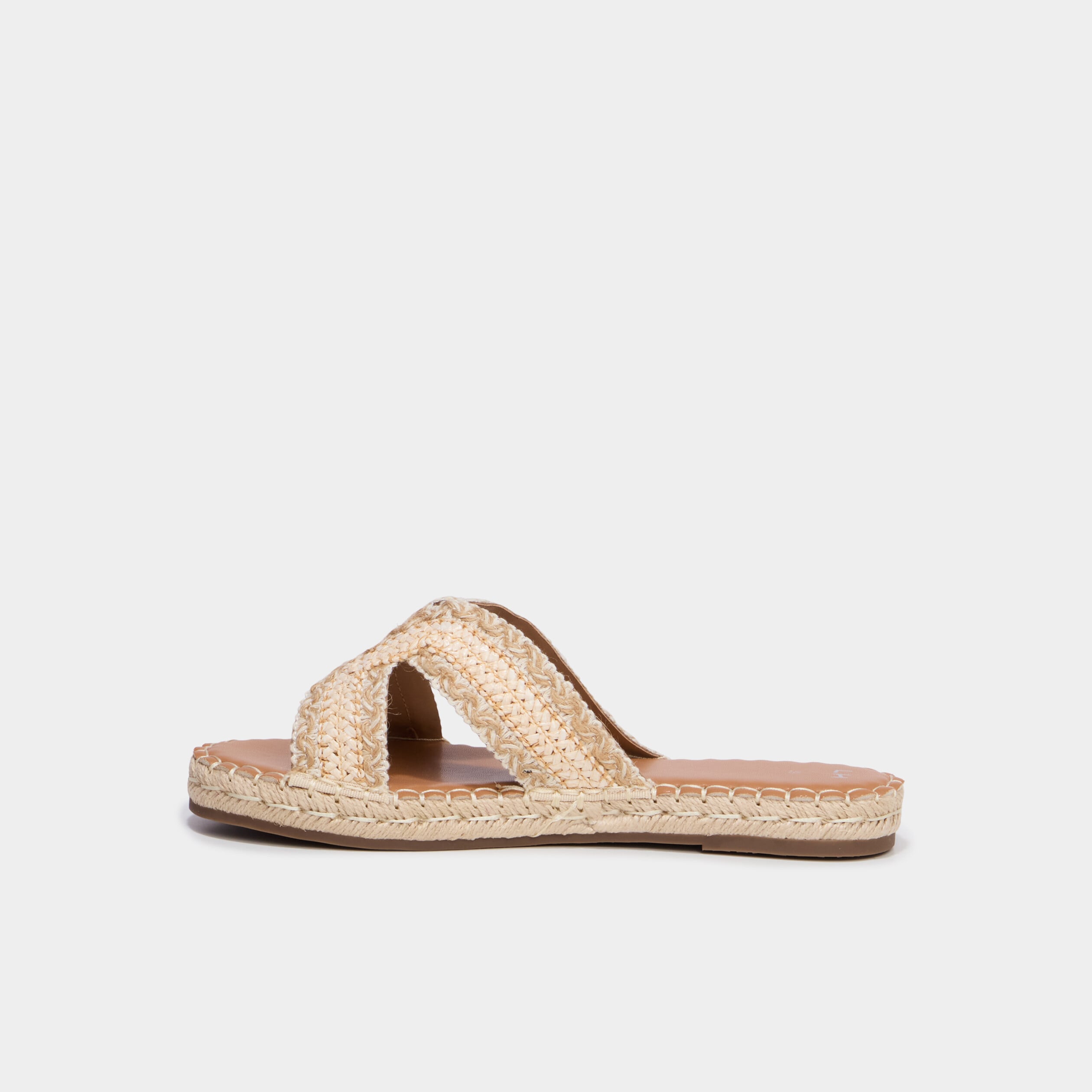 Mules effet tress&eacute; semelle &eacute;paisse sable femme