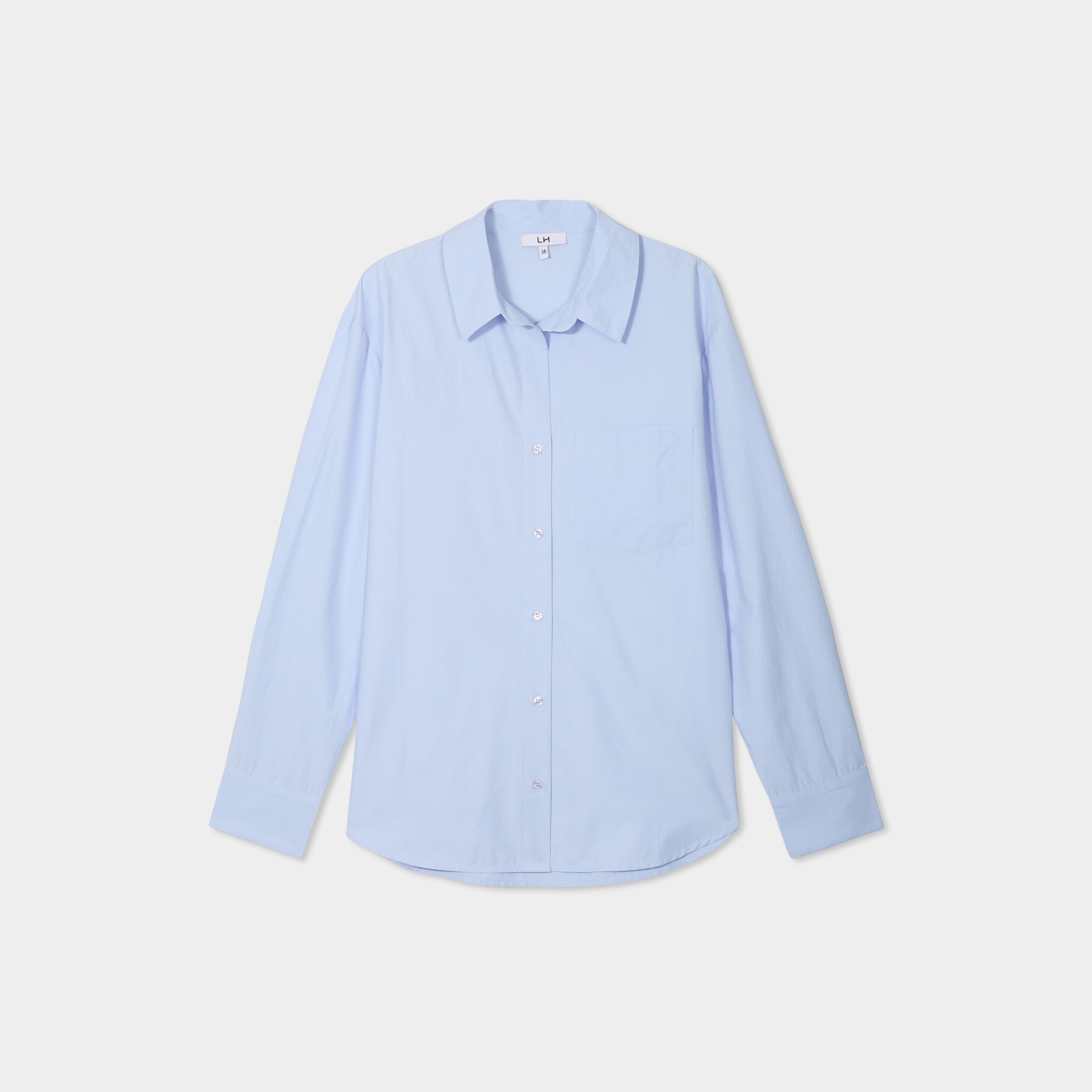 chemise oversize popeline de coton bleu ciel femme Chemise oversize popeline de coton bleu ciel femme