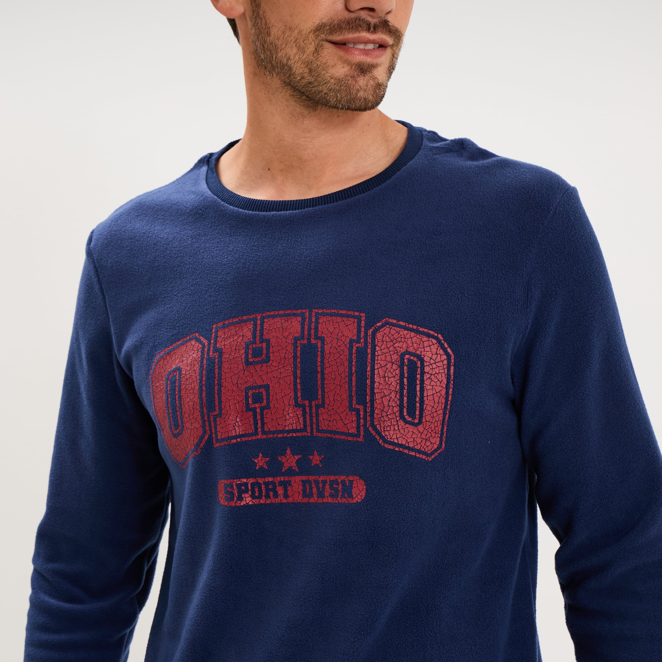 Ensemble pyjama effet polaire 2 pi&egrave;ces bleu homme
