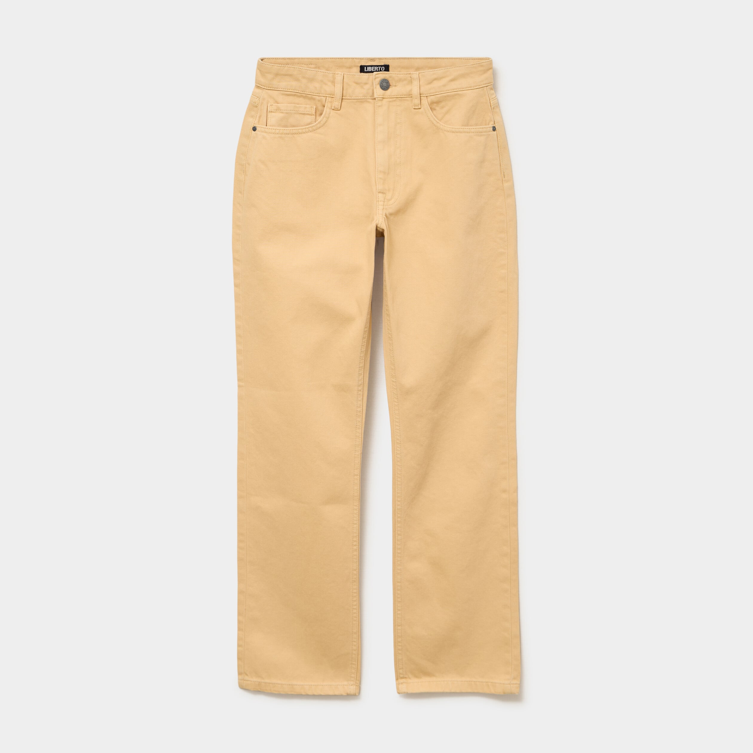 Pantalon droit coton beige femme