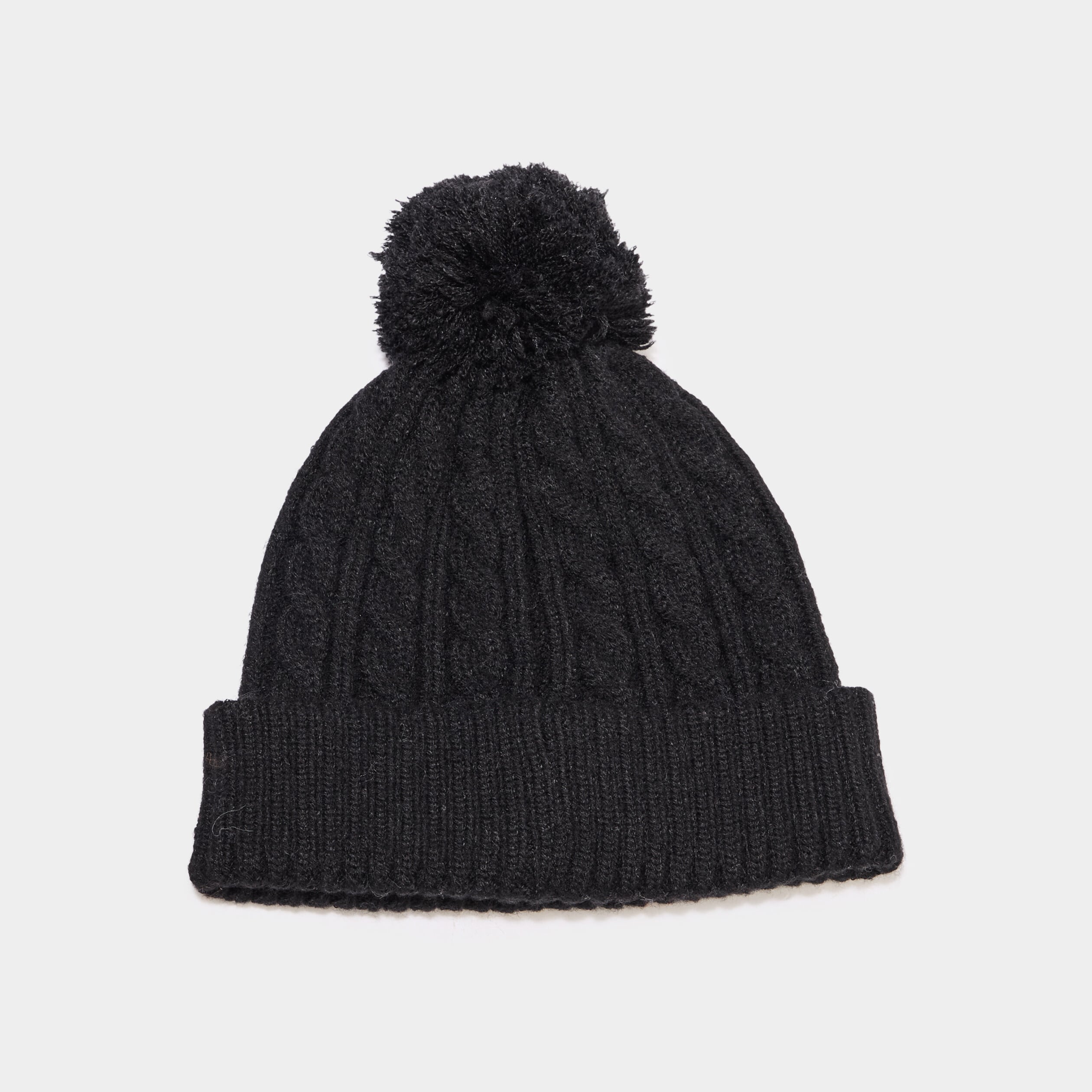Bonnet &agrave; pompon et torsades noir mixte