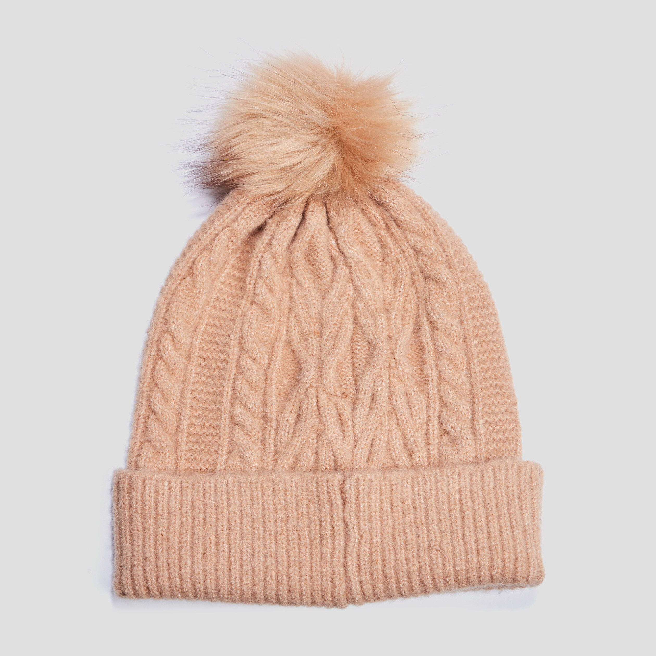 Bonnet à pompon sable femme