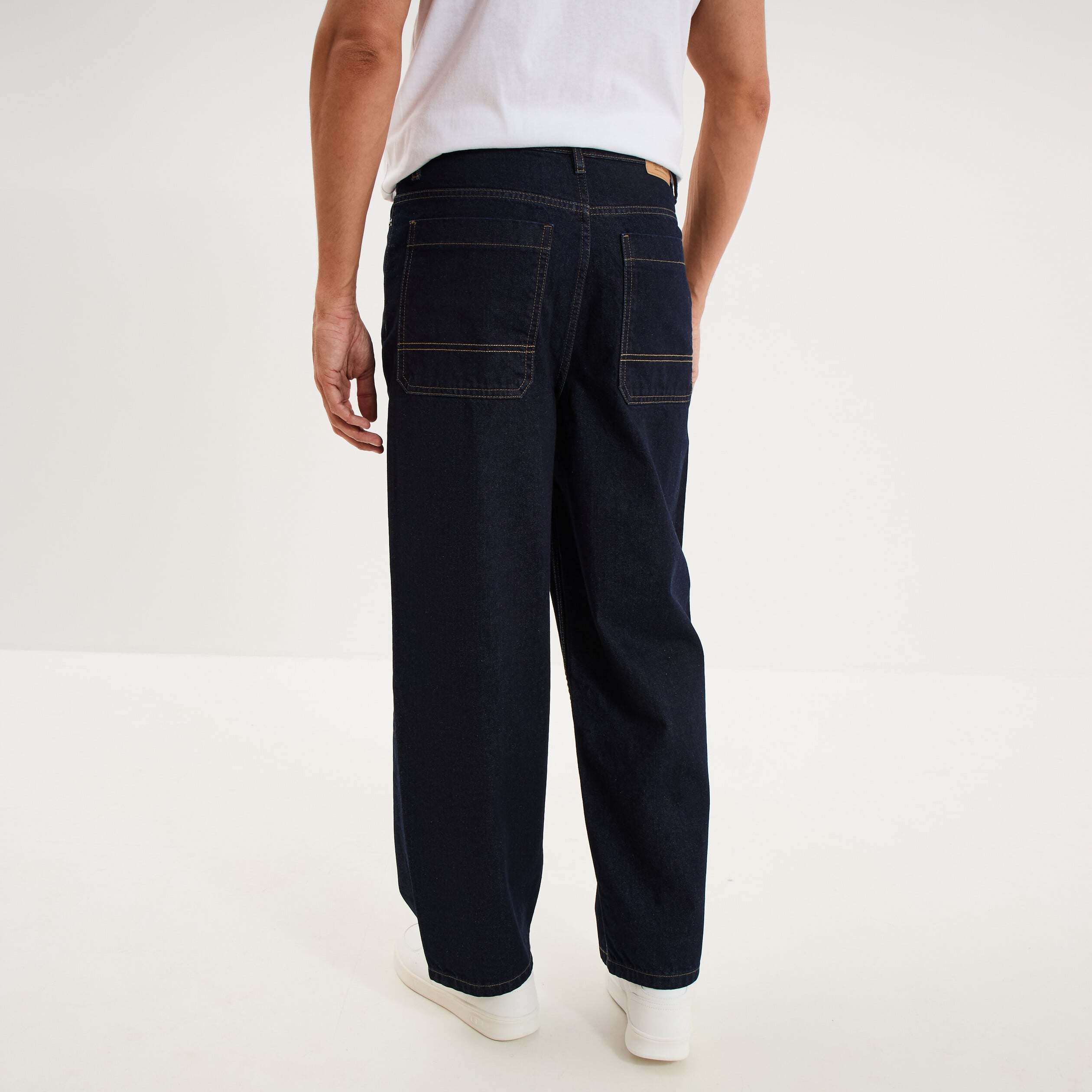 Jeans baggy 5 poches coton denim brut homme
