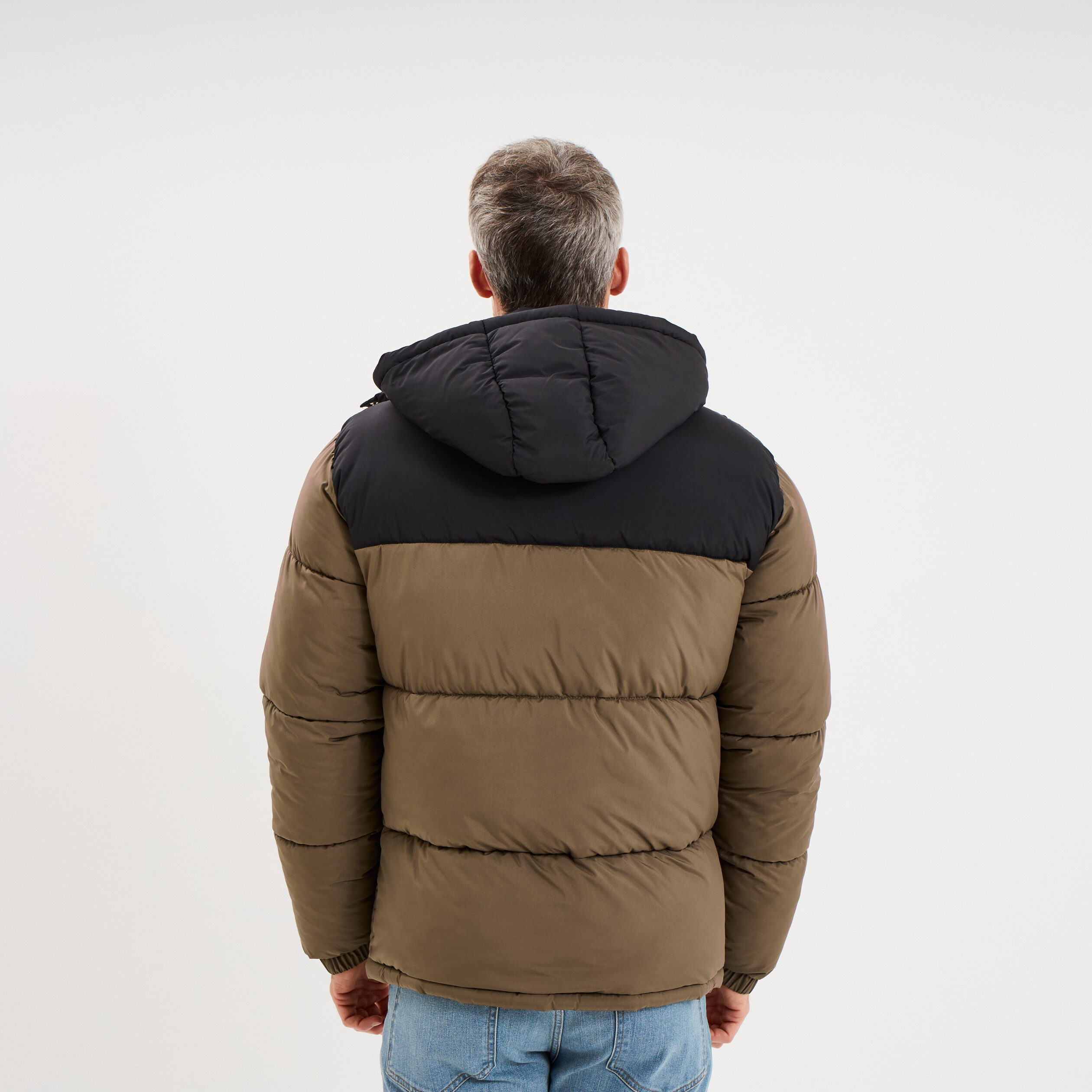 Doudoune d&eacute;perlante &agrave; capuche amovible taupe homme