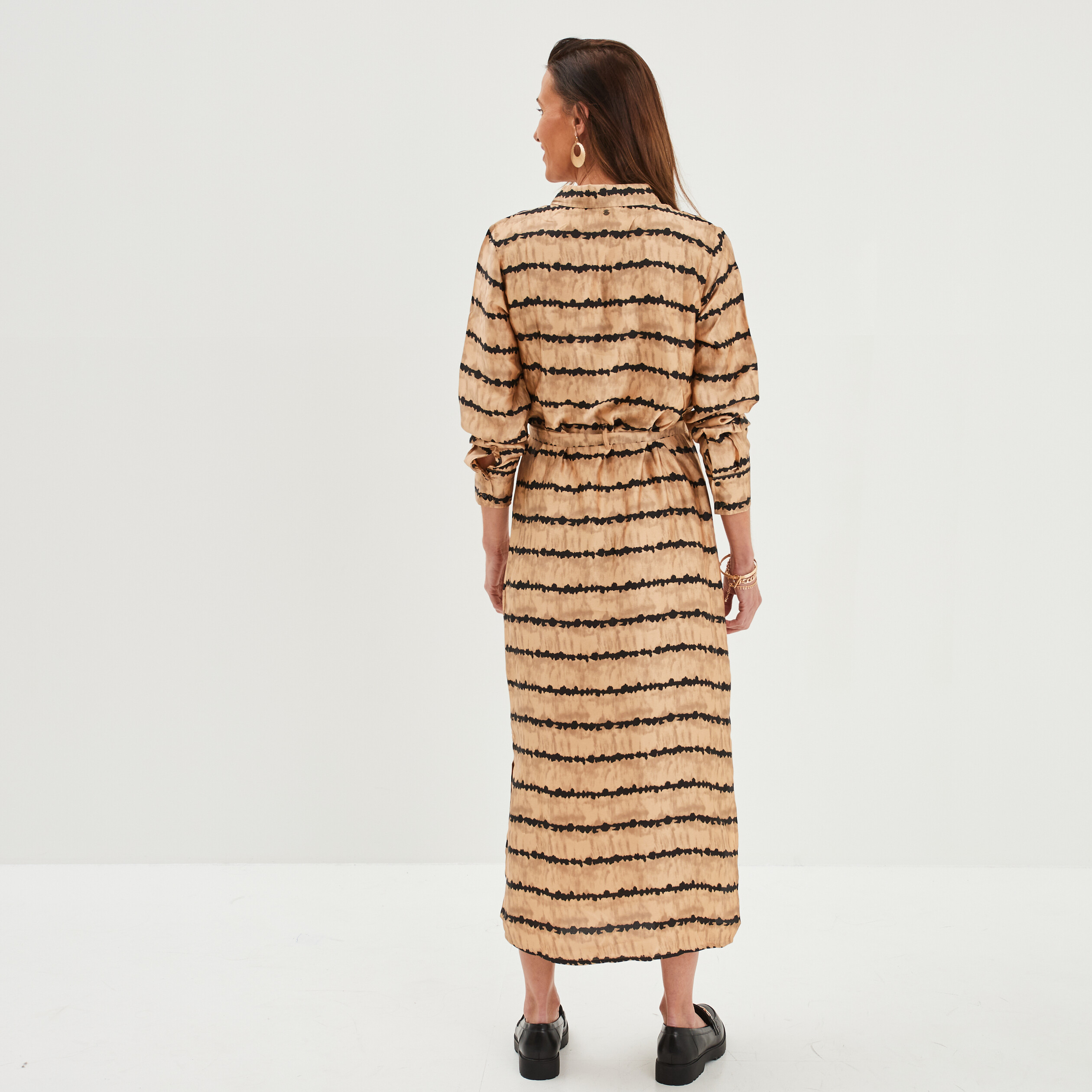 Robe chemise longue satin Liberto camel femme La Halle