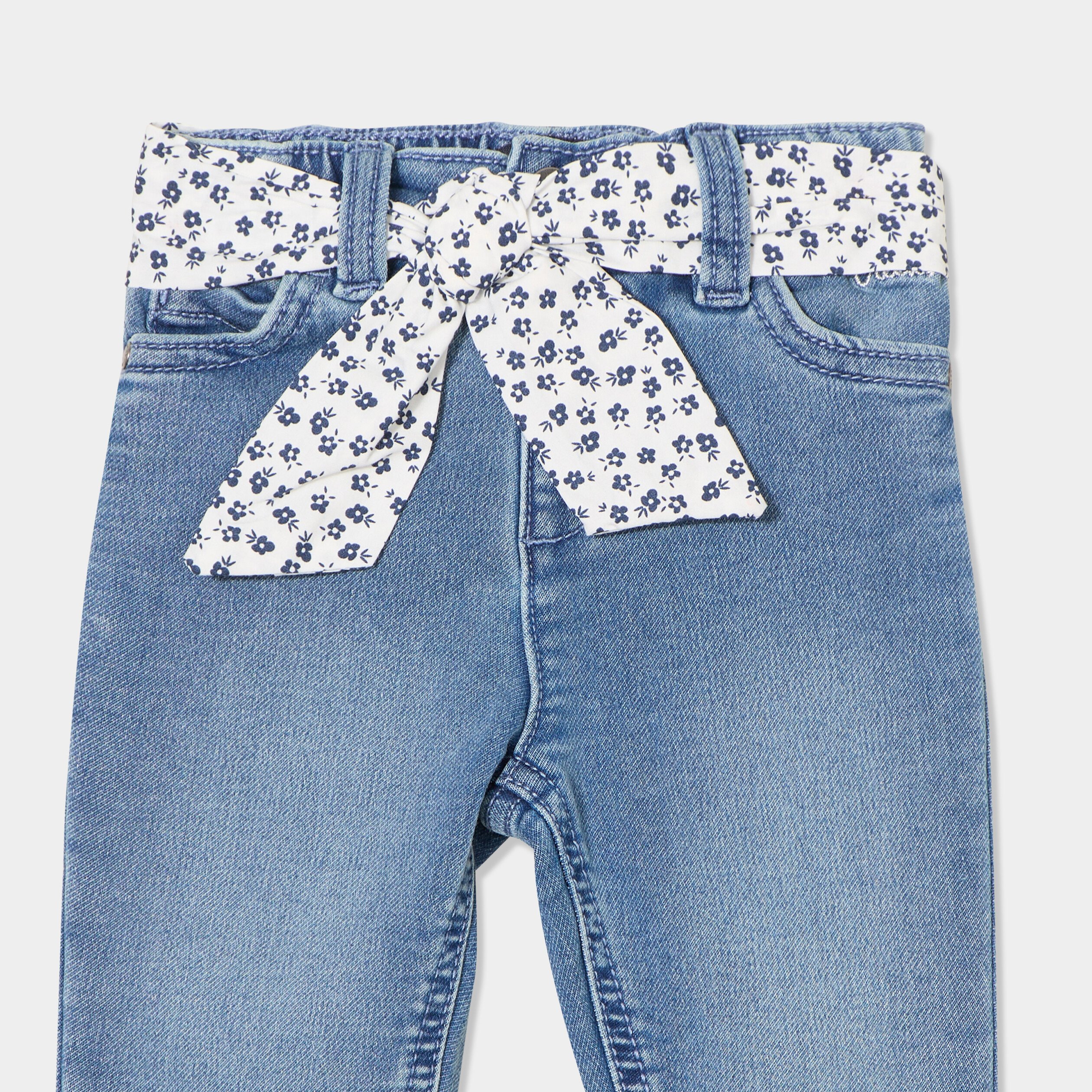 jeans ceinture foulard denim double stone bebef Jeans ceinture foulard denim double stone bébé fille