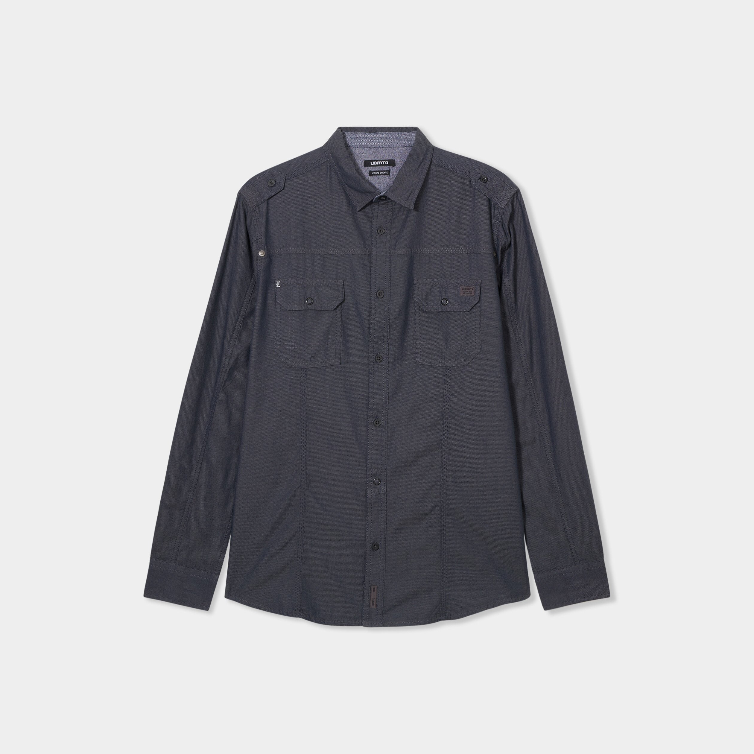 chemise droite 2 poches manches longues bleu fonce homme Chemise droite 2 poches manches longues bleu foncé homme