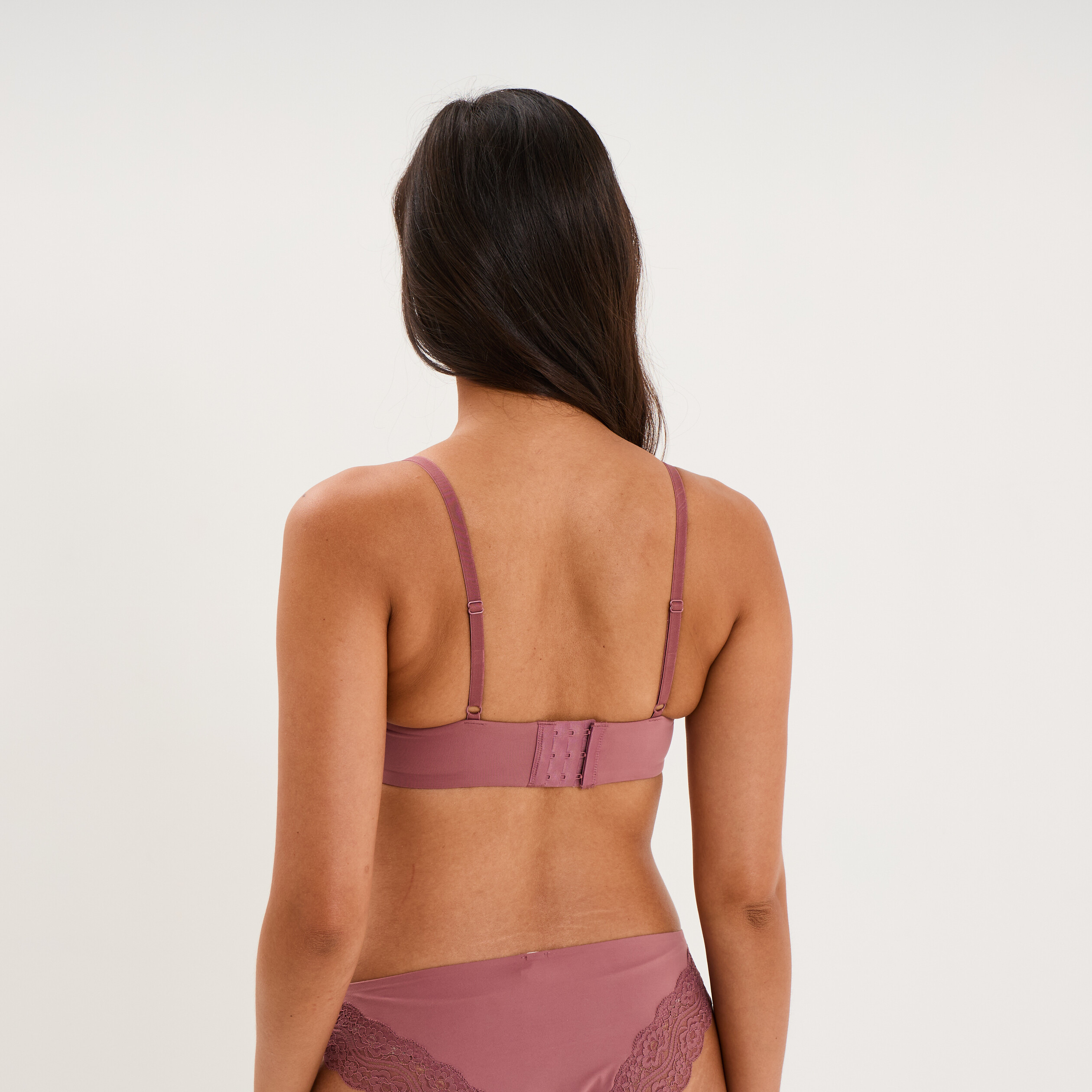 Soutien-gorge bandeau bretelles fines vieux rose femme