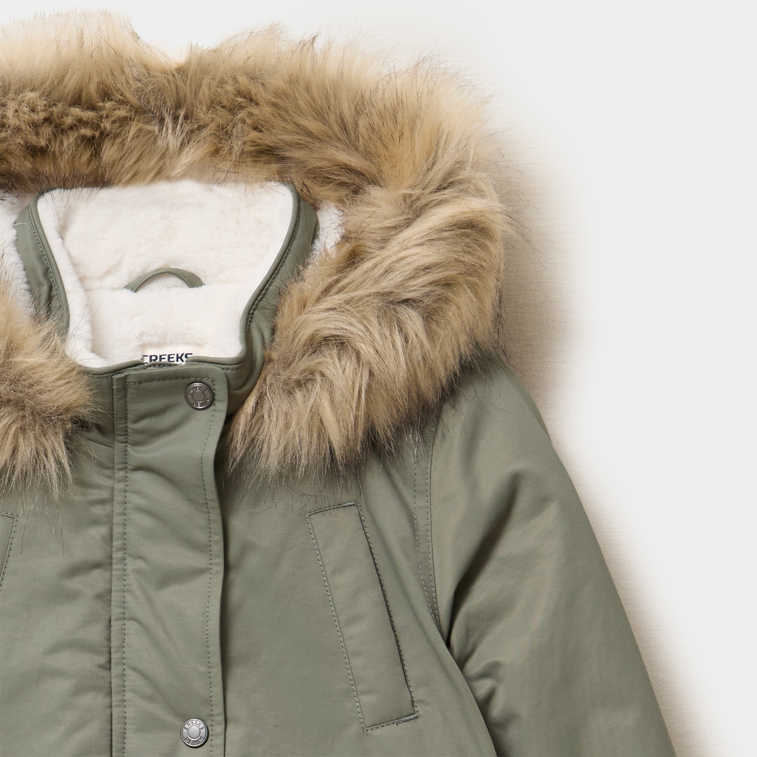 Parka Kaki Manteau Tres Chaud Fille Parka Kaki à Capuche Bordée De - Main Image