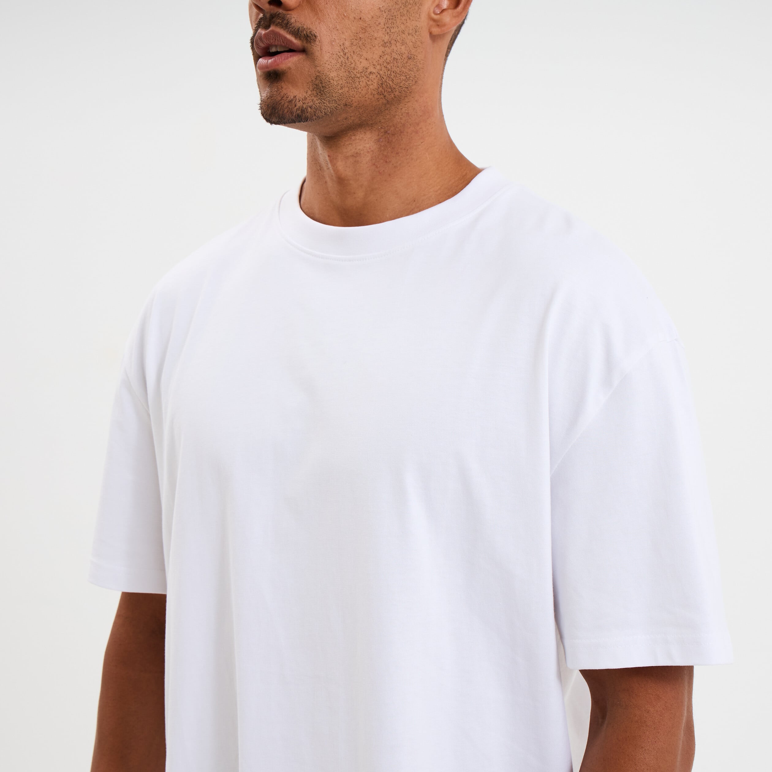 T-shirt col rond coupe relax coton &eacute;pais blanc homme