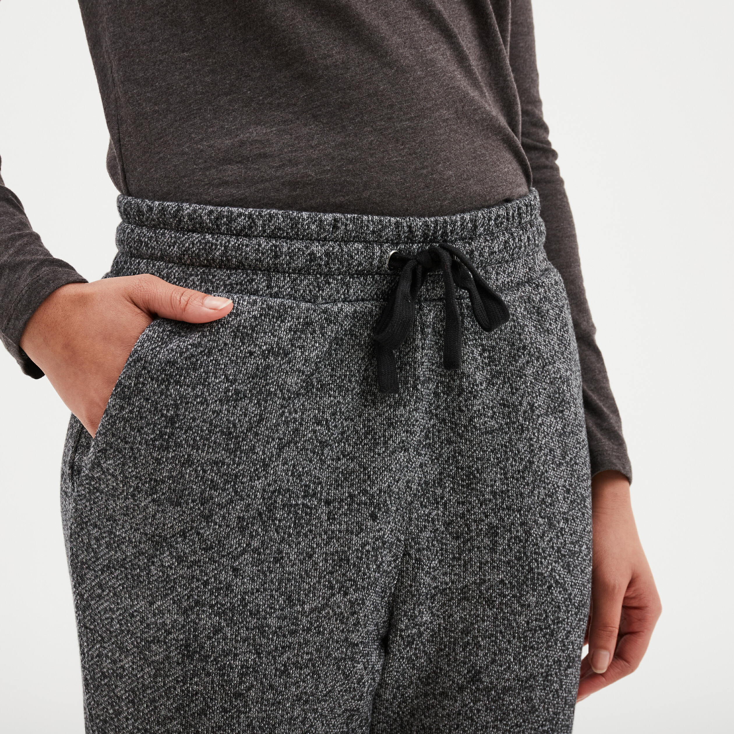 Pantalon jogging taille haute gris femme