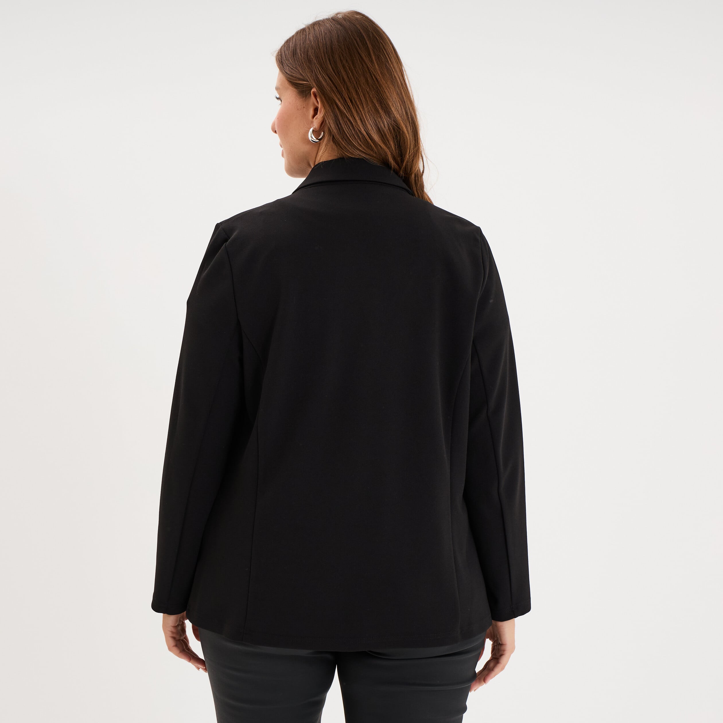 Blazer avec poches zipp&eacute;es noir femme grande taille