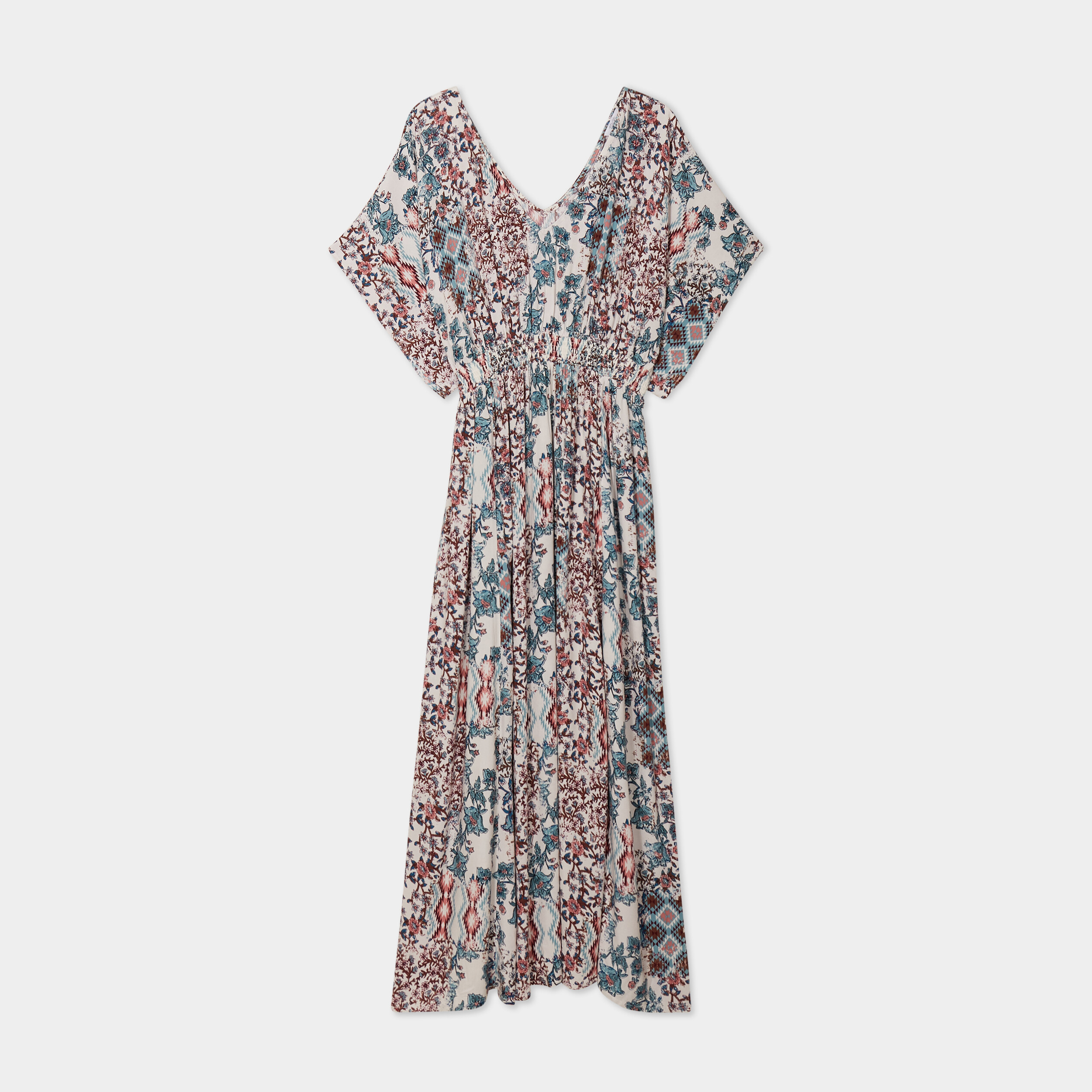 robe longue col en v fluide ecru femmegt Robe longue col en V fluide ecru femme grande taille