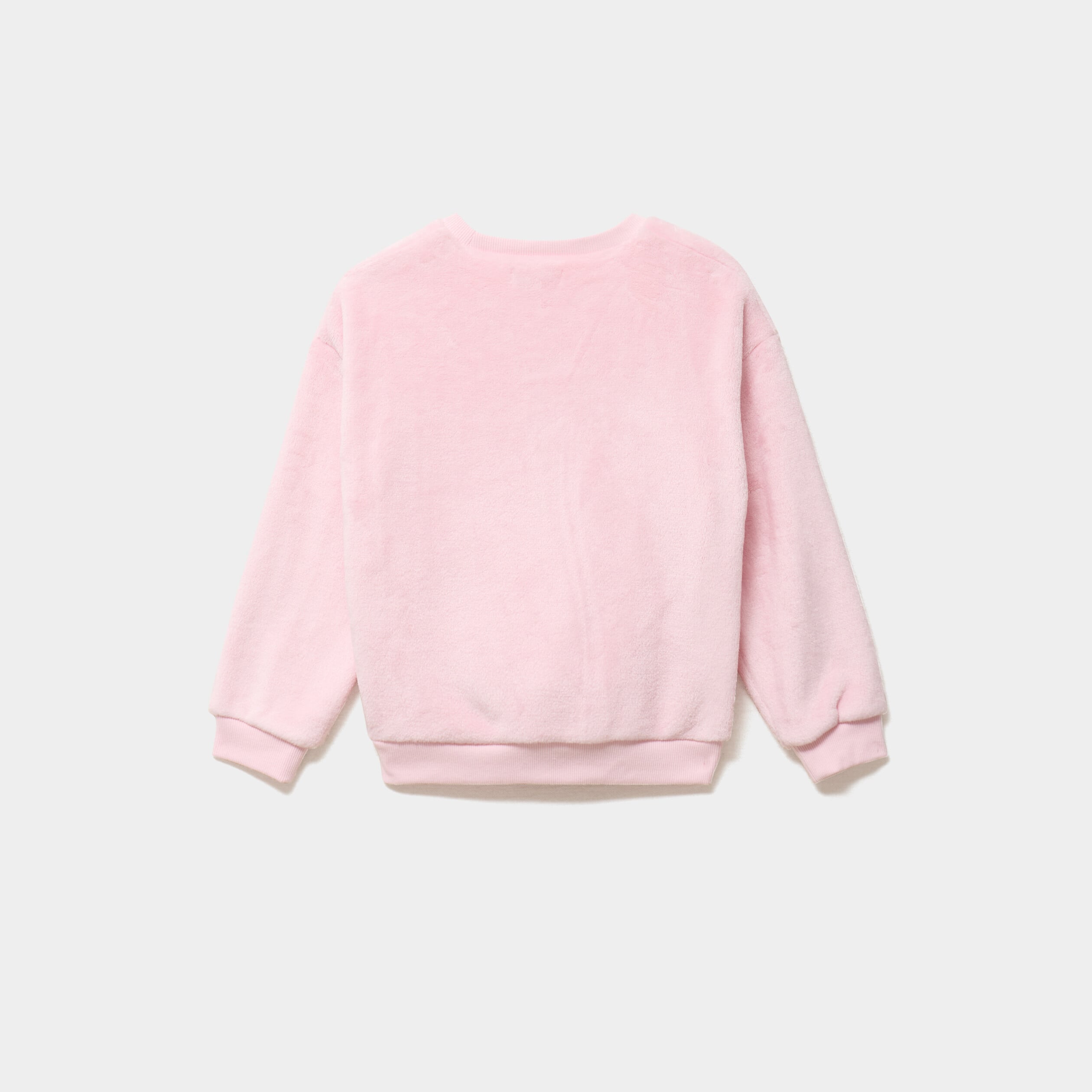 Sweat oversize velours avec sequins rose clair fille