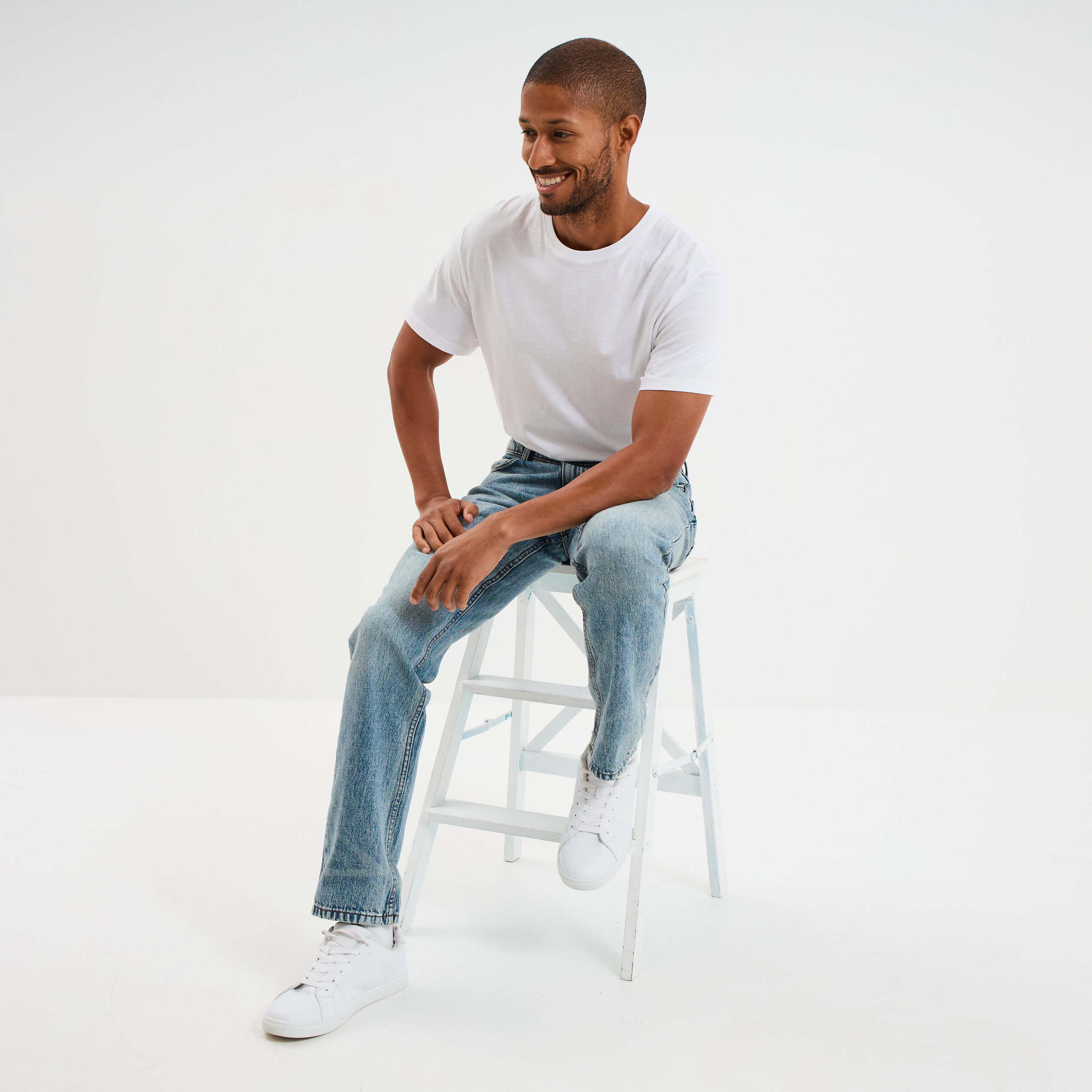 jeans regular 5 poches coton denim double stone homme Jeans regular 5 poches coton denim double stone homme